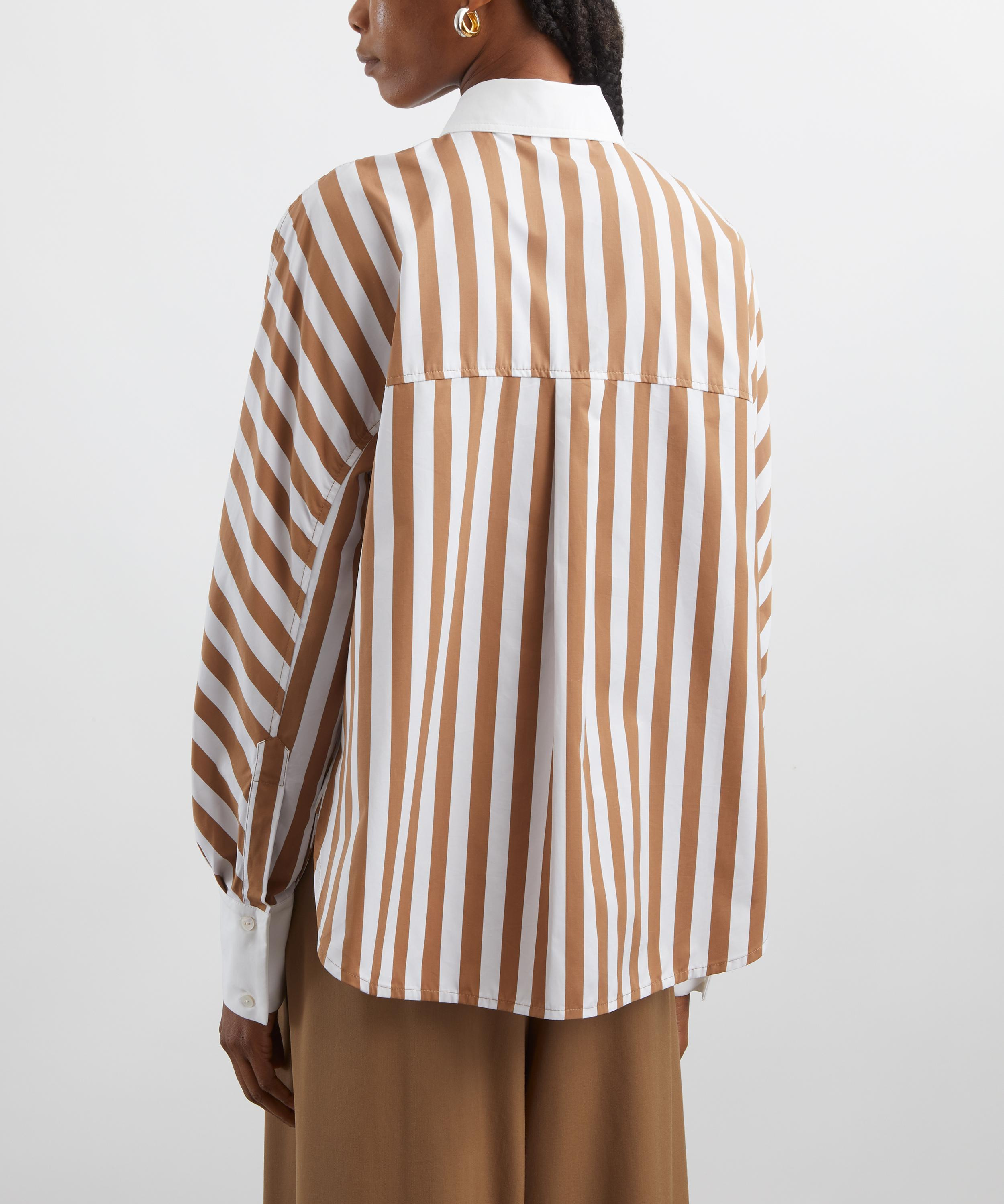 White and Camel Striped Shirt - 4