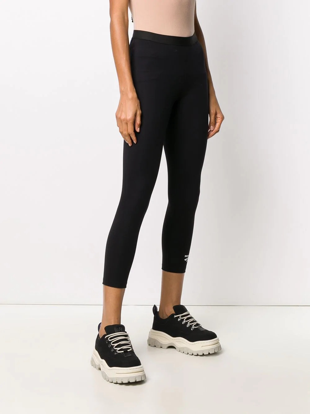 logo print cropped leggings - 3