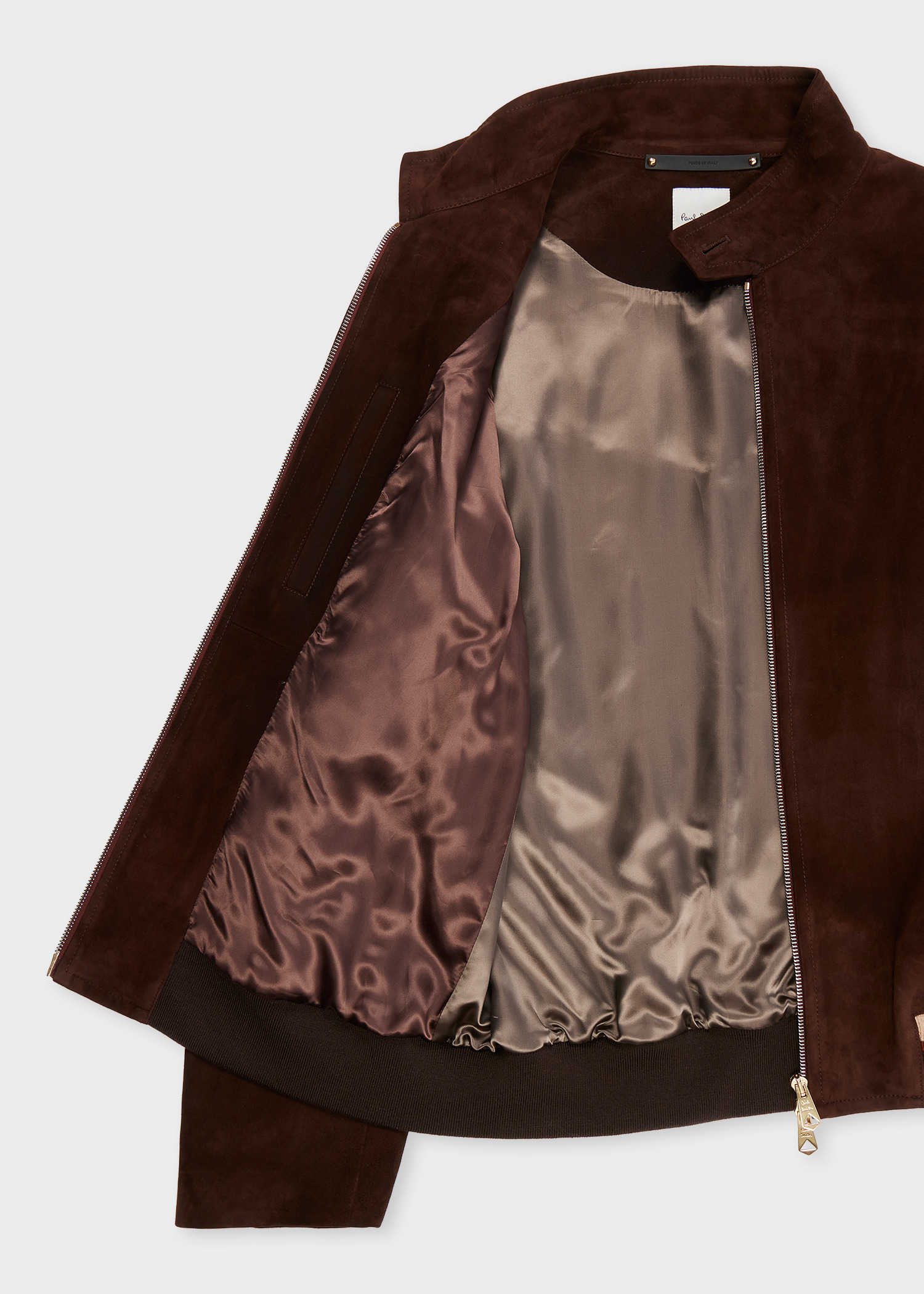 Brown Suede Funnel Neck Jacket - 4