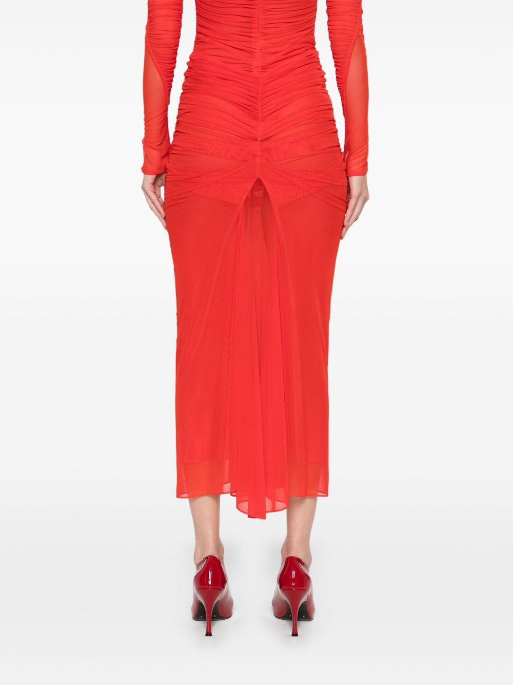 ruched mesh midi skirt - 4