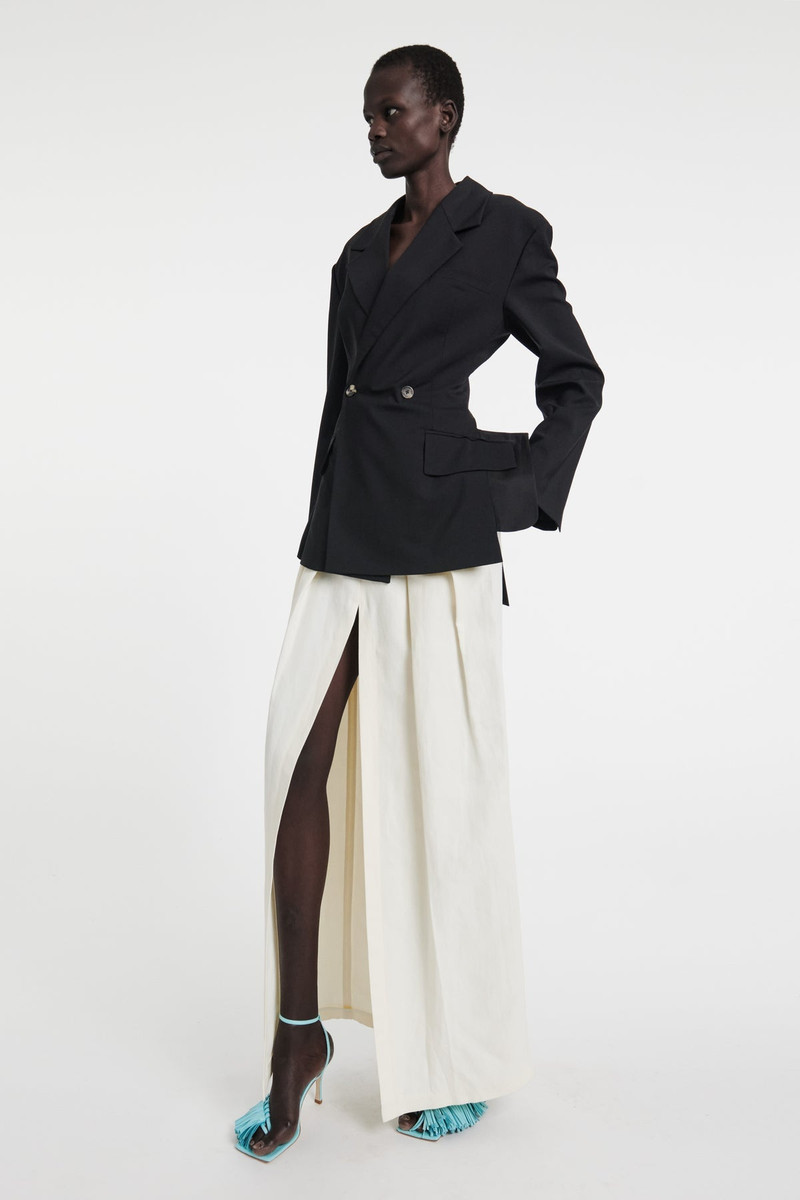 DOUBLE BREASTED JACKET WITH BACK CUTOUT AND TIES BLACK 3