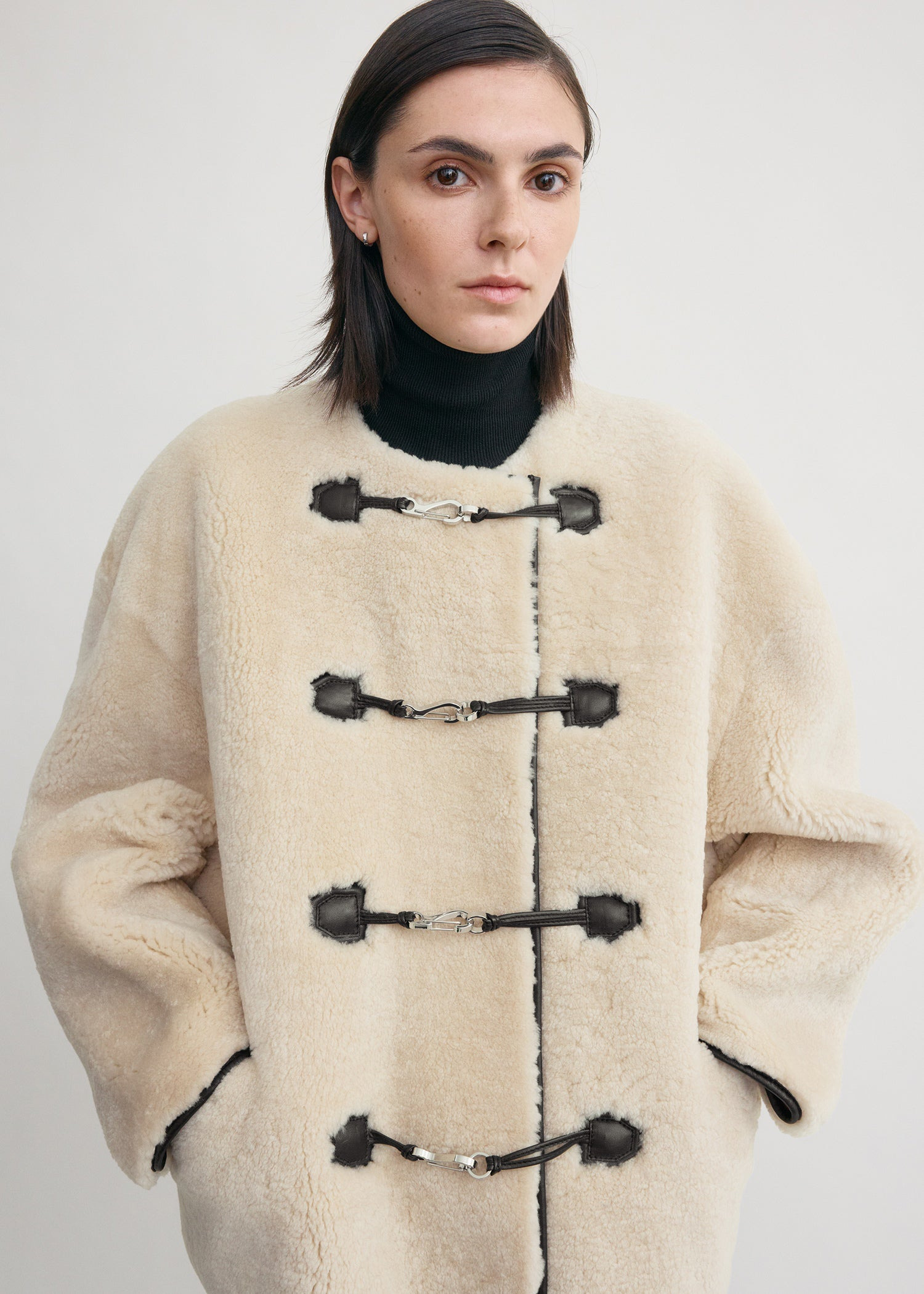 Teddy shearling clasp jacket off-white - 4