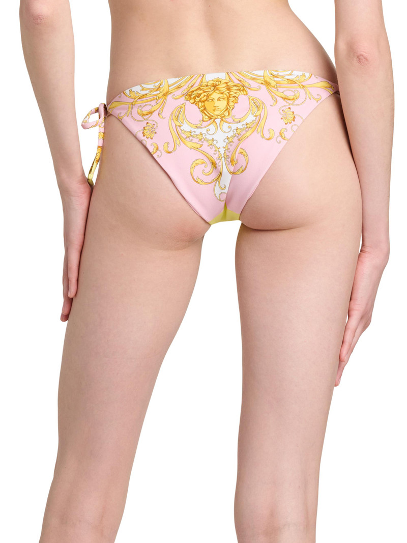 Women's Printed Tie Bikini Bottom - Pale Yellow Rose Quartz 5