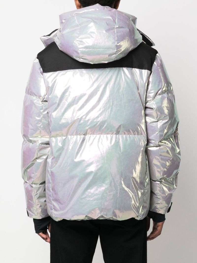 metallic padded-design jacket - 4