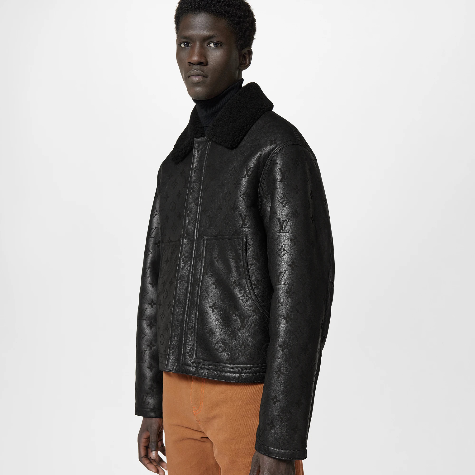 Shearling Embossed Monogram Jacket - 5