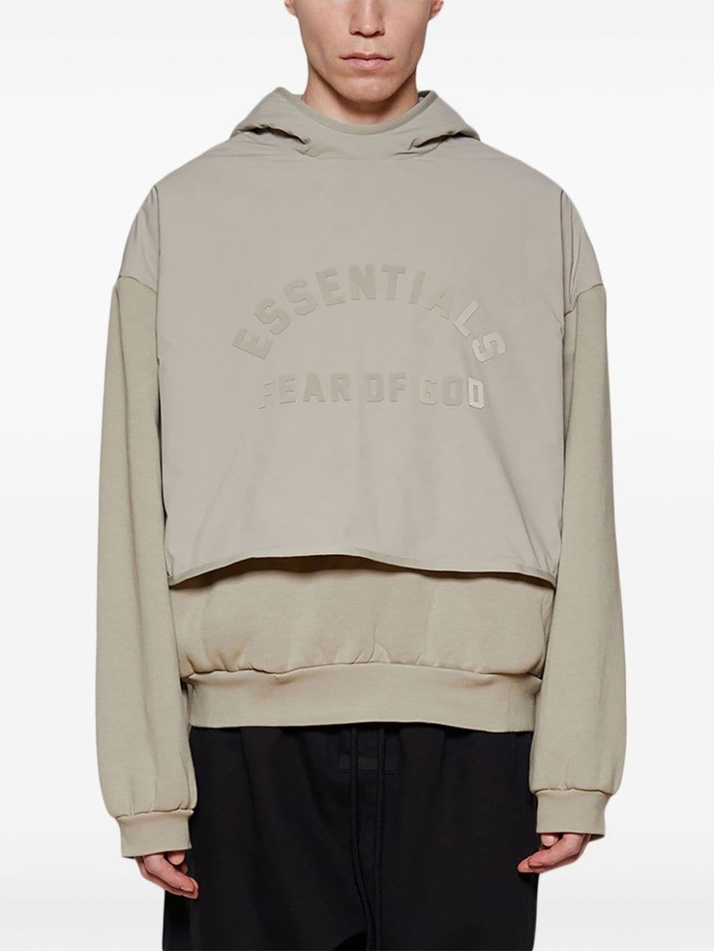 layered logo-print fleece hoodie - 3