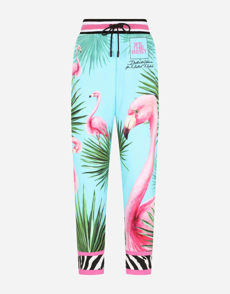 Jersey jogging pants with flamingo print - 3