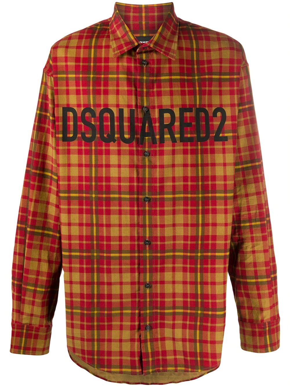 plaid logo print shirt - 1