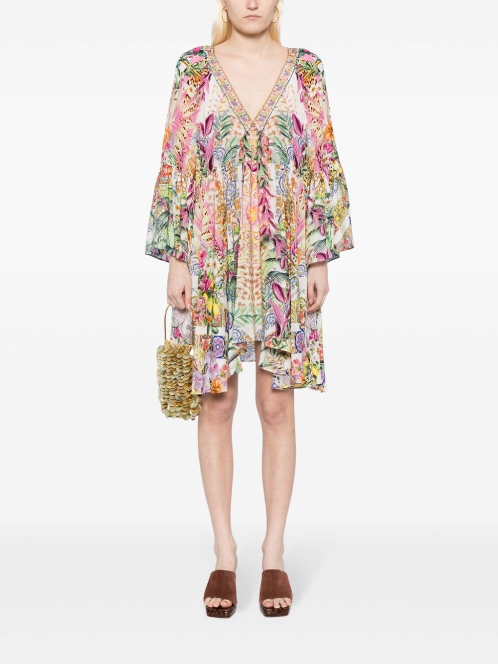 floral-print silk midi dress - 2