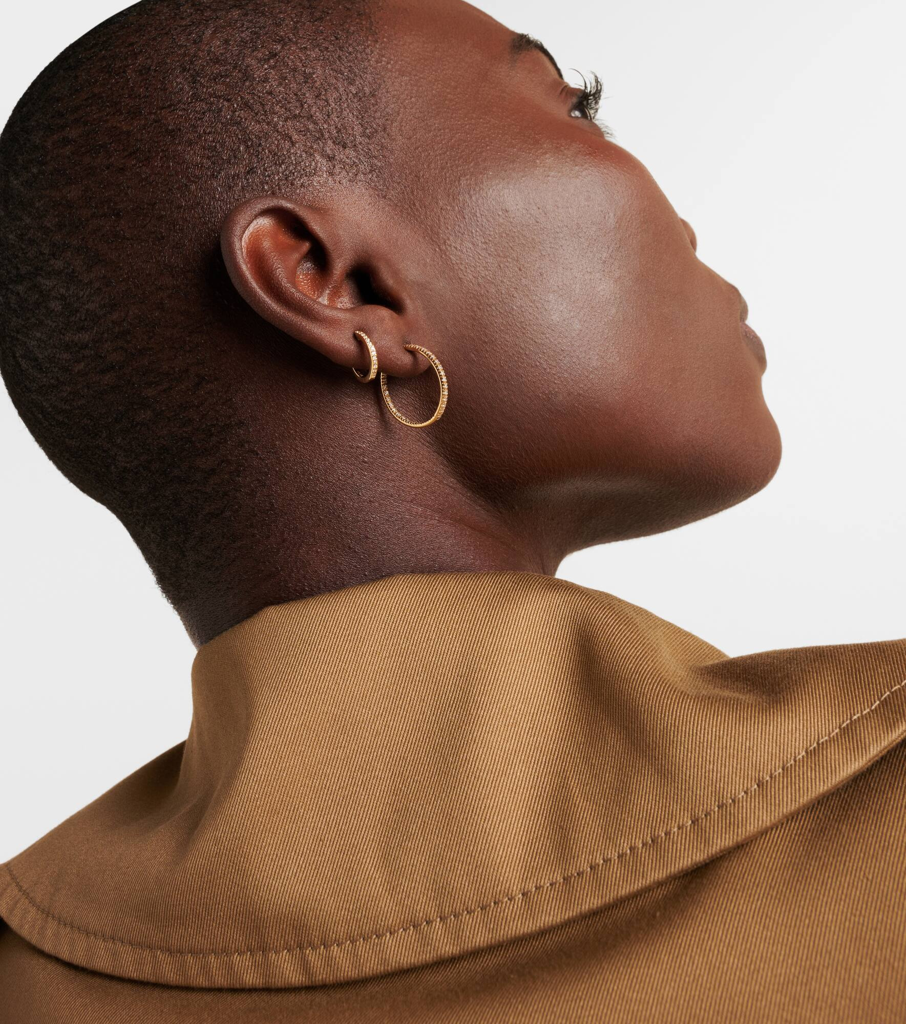 14kt gold hoop earrings with diamonds - 3