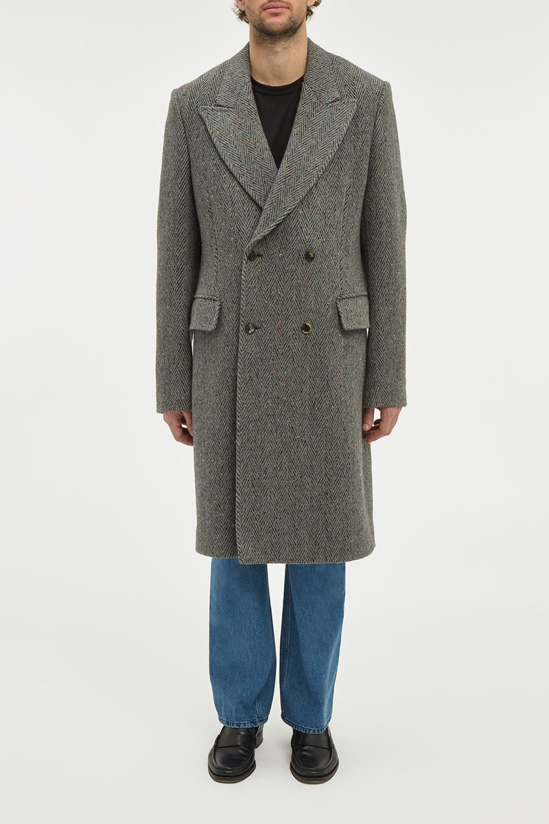Mcaffrey Coat in Charcoal Multi Cashmere Wool Herringbone 4