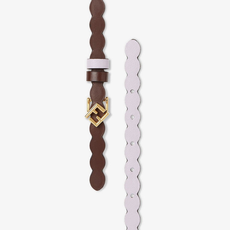 FF Diamonds Belt Mahogany brown and anemone purple reversible leather belt 3