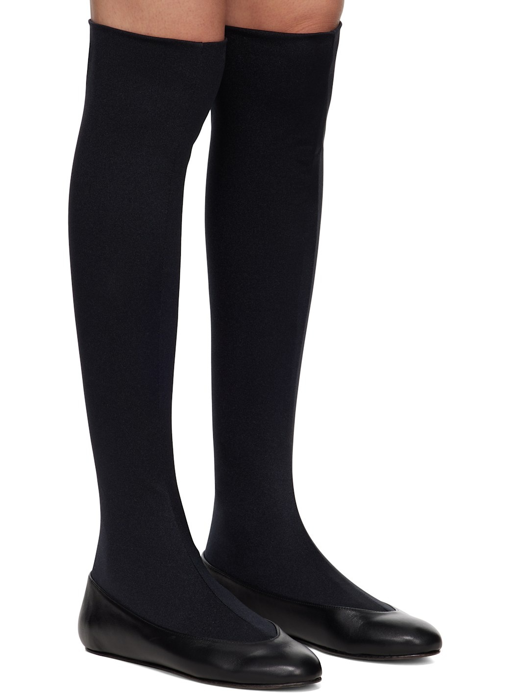 Black Proxima Long Black Ballerina Flats - 4
