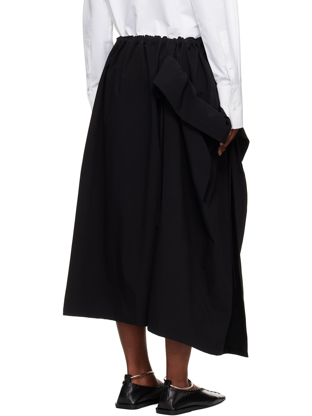 Black Sa-Gathered Maxi Skirt - 3