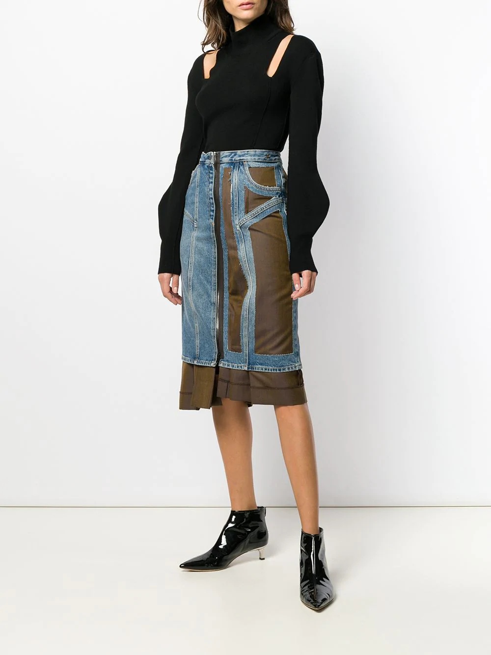 asymmetric contrast skirt - 2