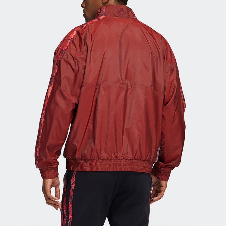 Men's adidas CNY Logo Basketball Sports Jacket Red HF5880 - 3