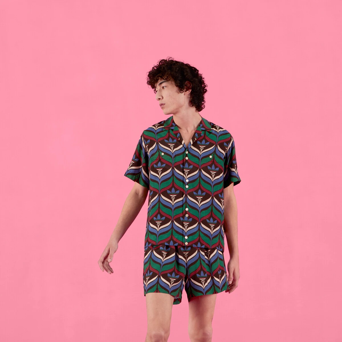 adidas x Gucci Trefoil print bowling shirt - 6