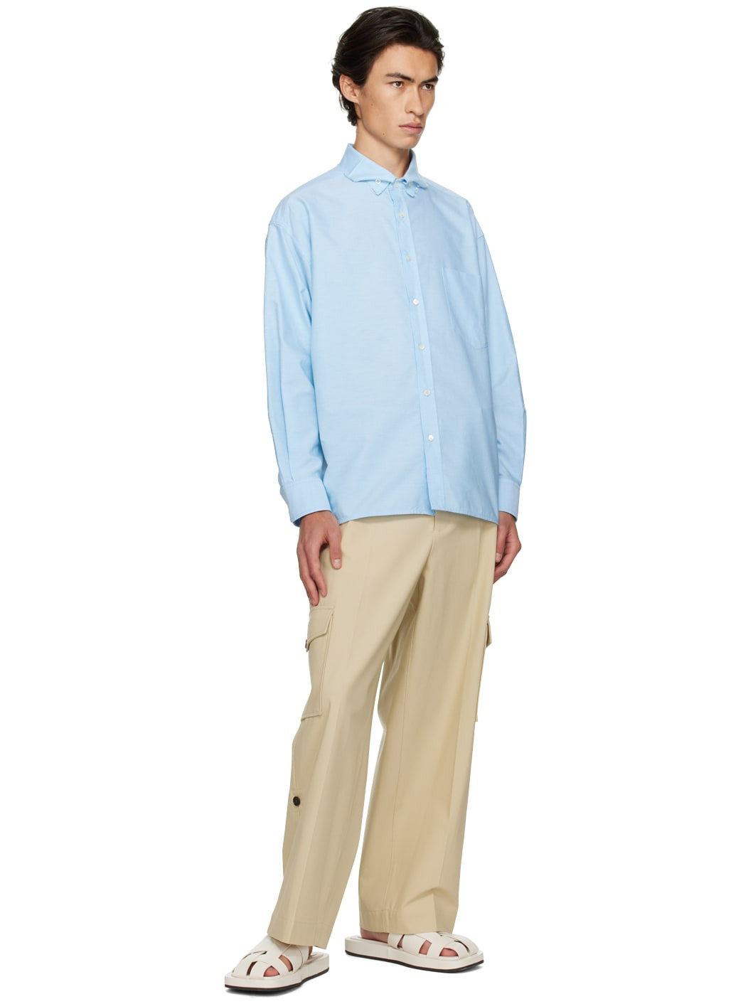 Beige Crease Cargo Pants - 4