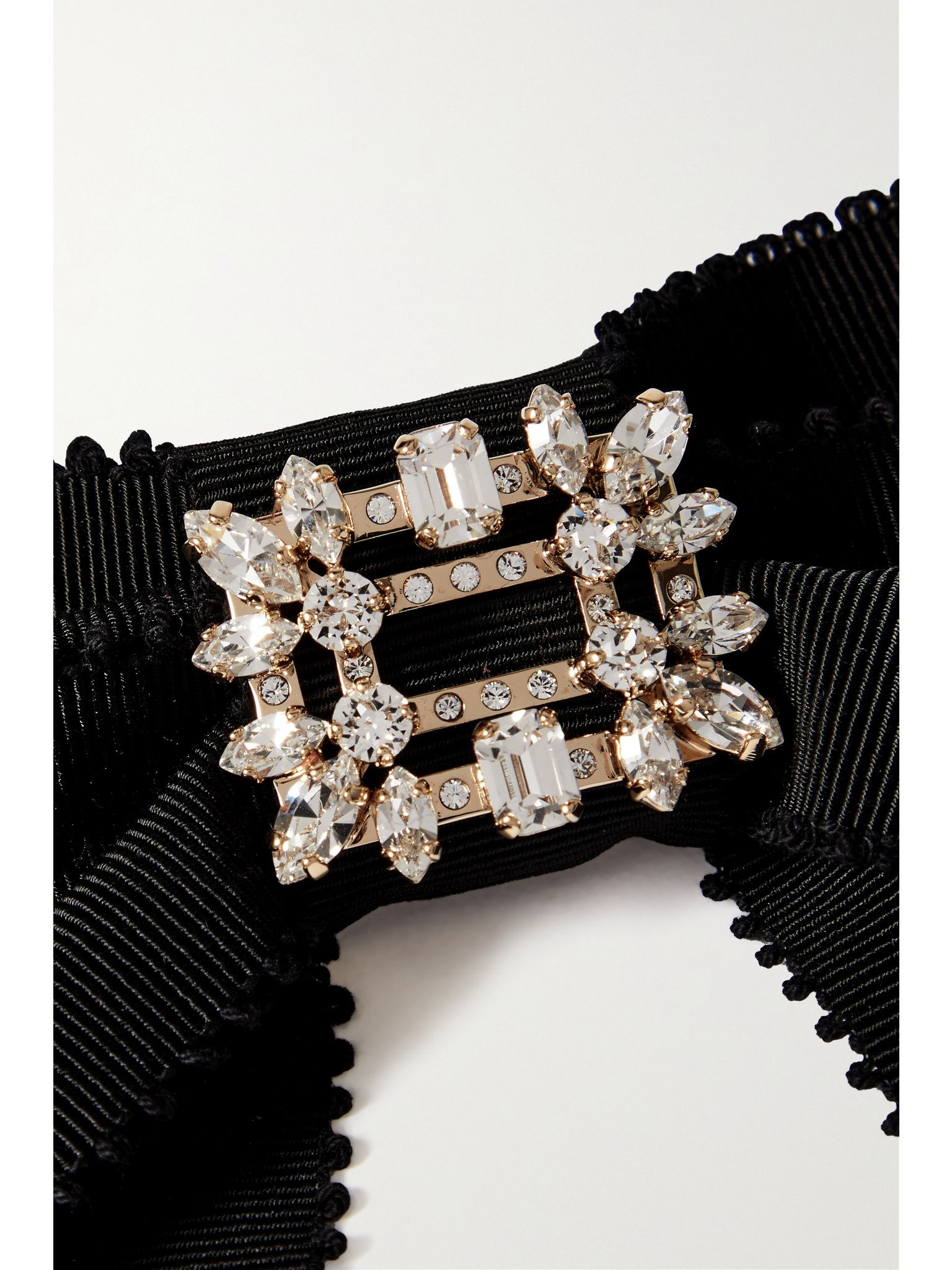 Broche Vivier crystal-embellished grosgrain hair clip Black - 4