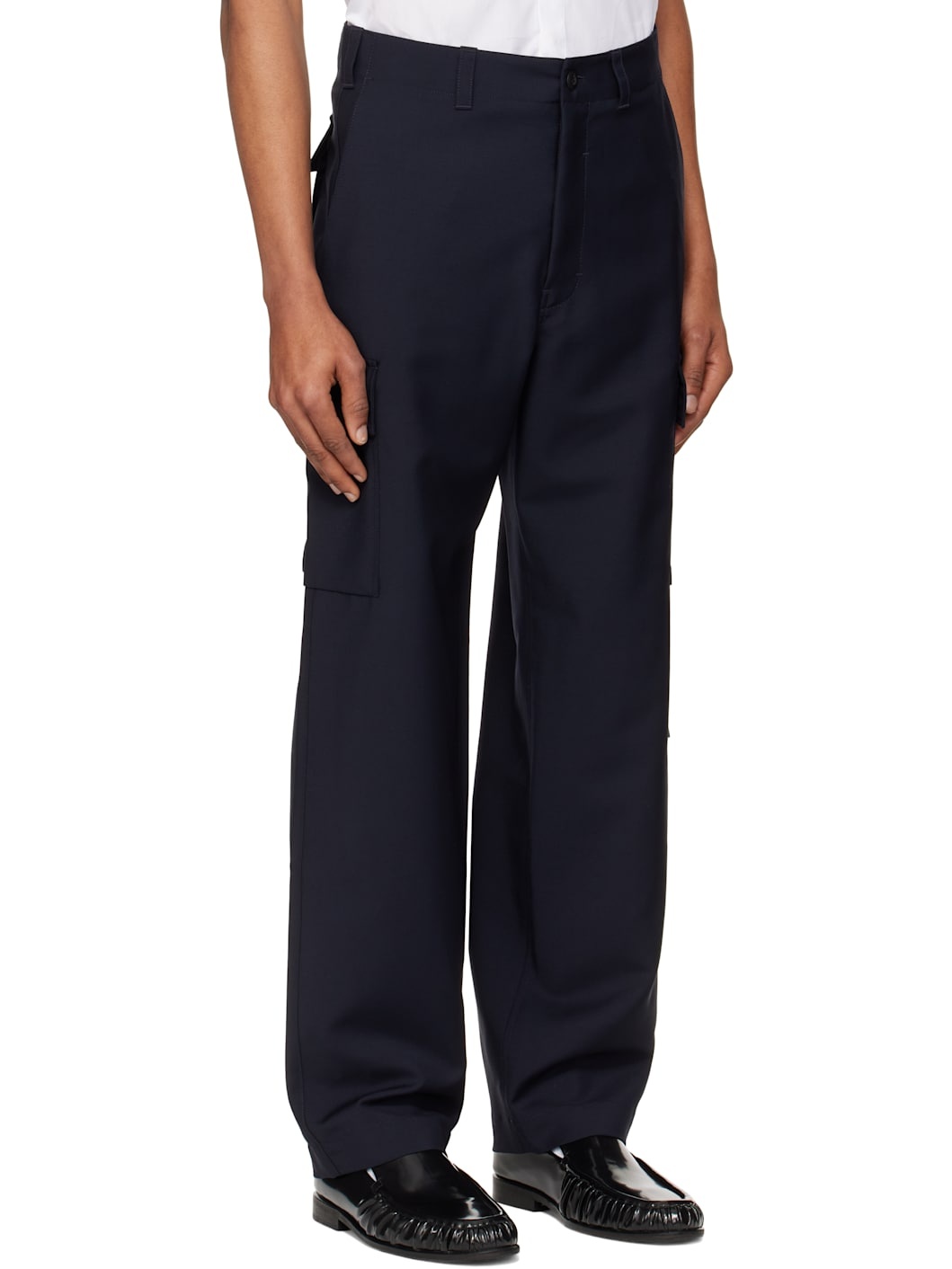 Navy Wool & Mohair Cargo Pants - 2