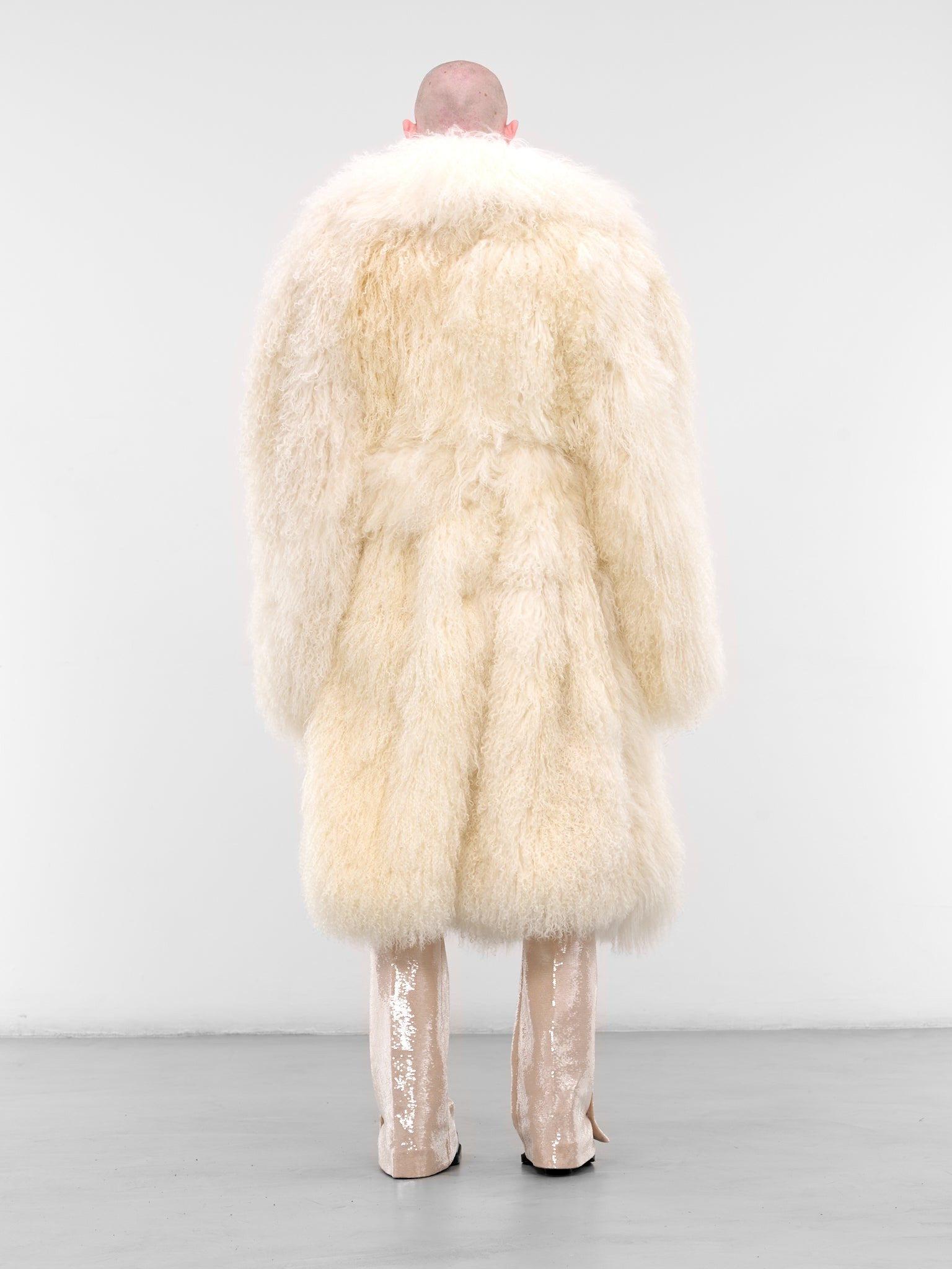 White Oversized Goat Hair Coat - 3