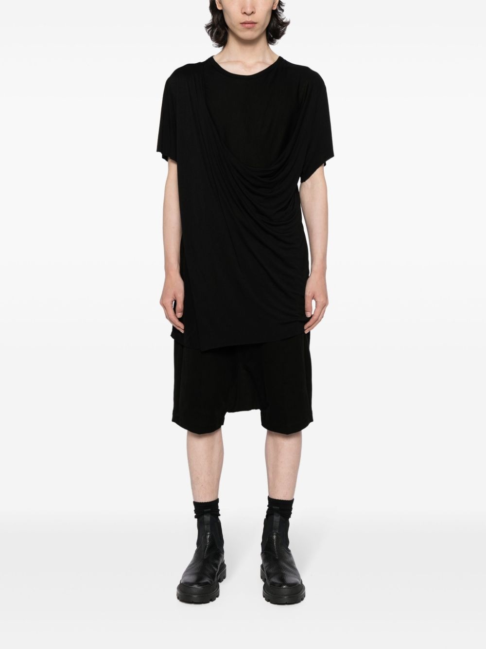 draped round-neck T-shirt - 2