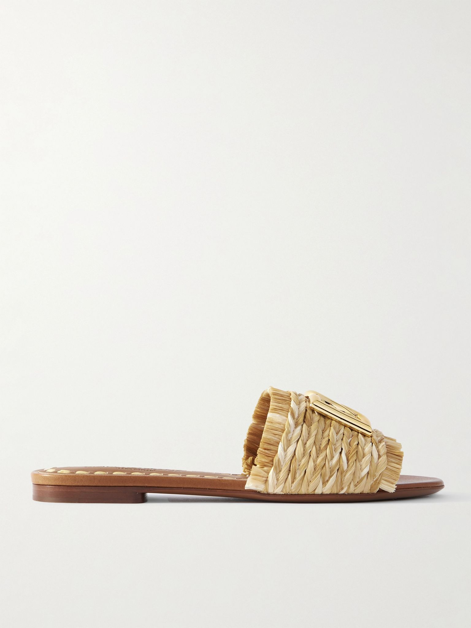 Embellished braided raffia sandals Beige - 1