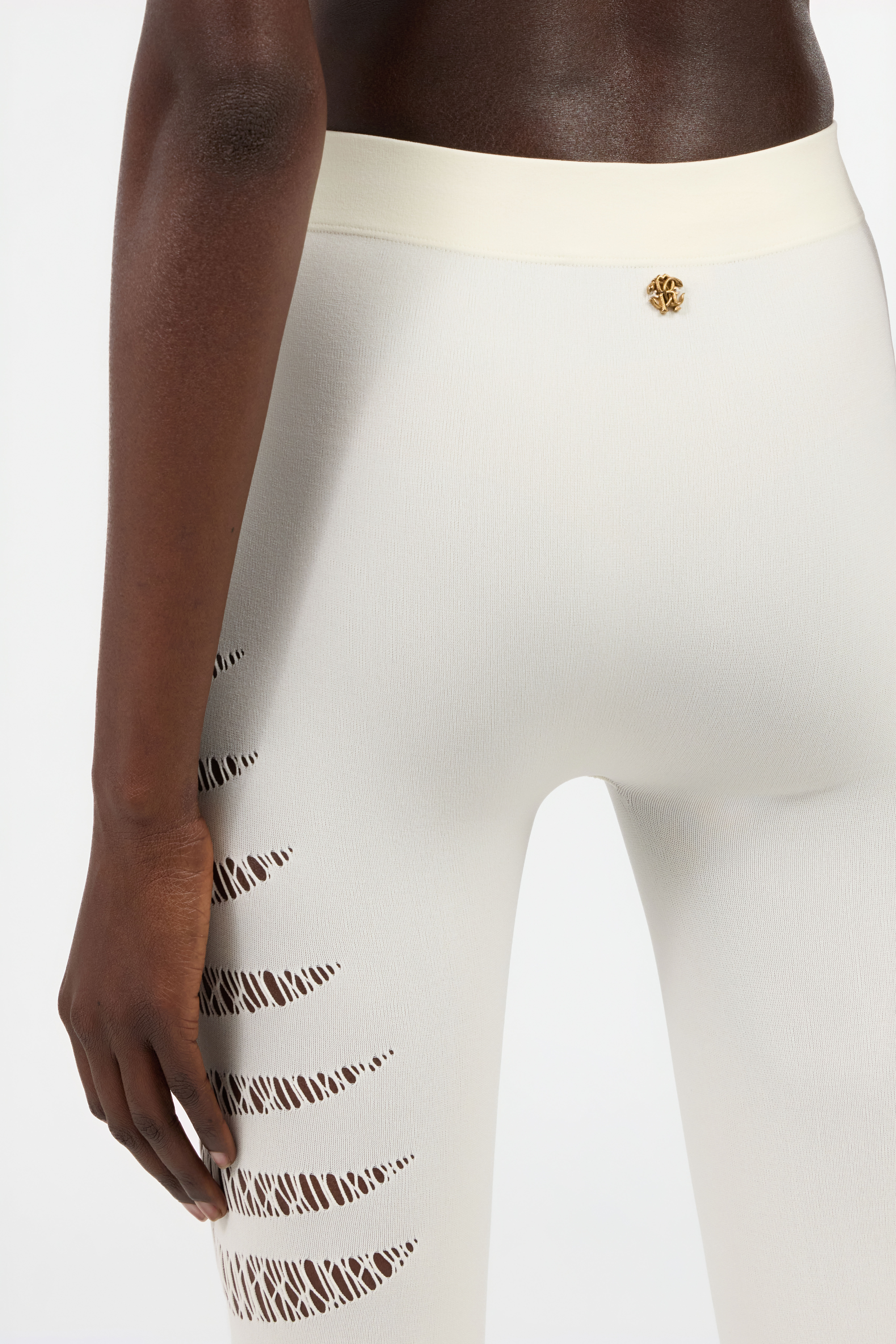 White Cut-Out Leggings - 7