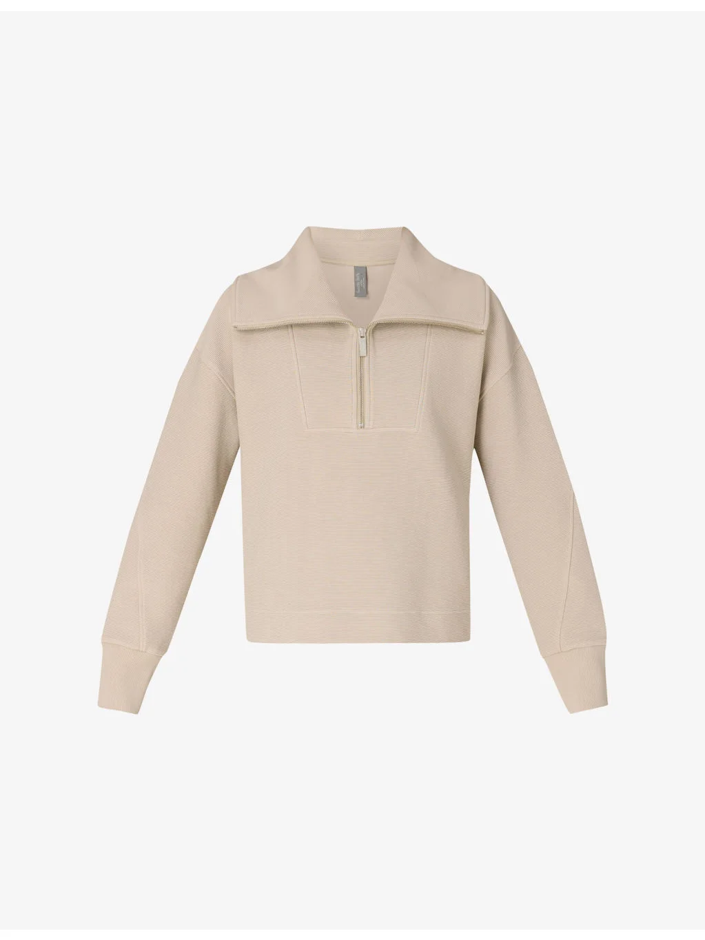 Peaceful Half-Zip Ribbed Stretch-Cotton Sweatshirt - 1