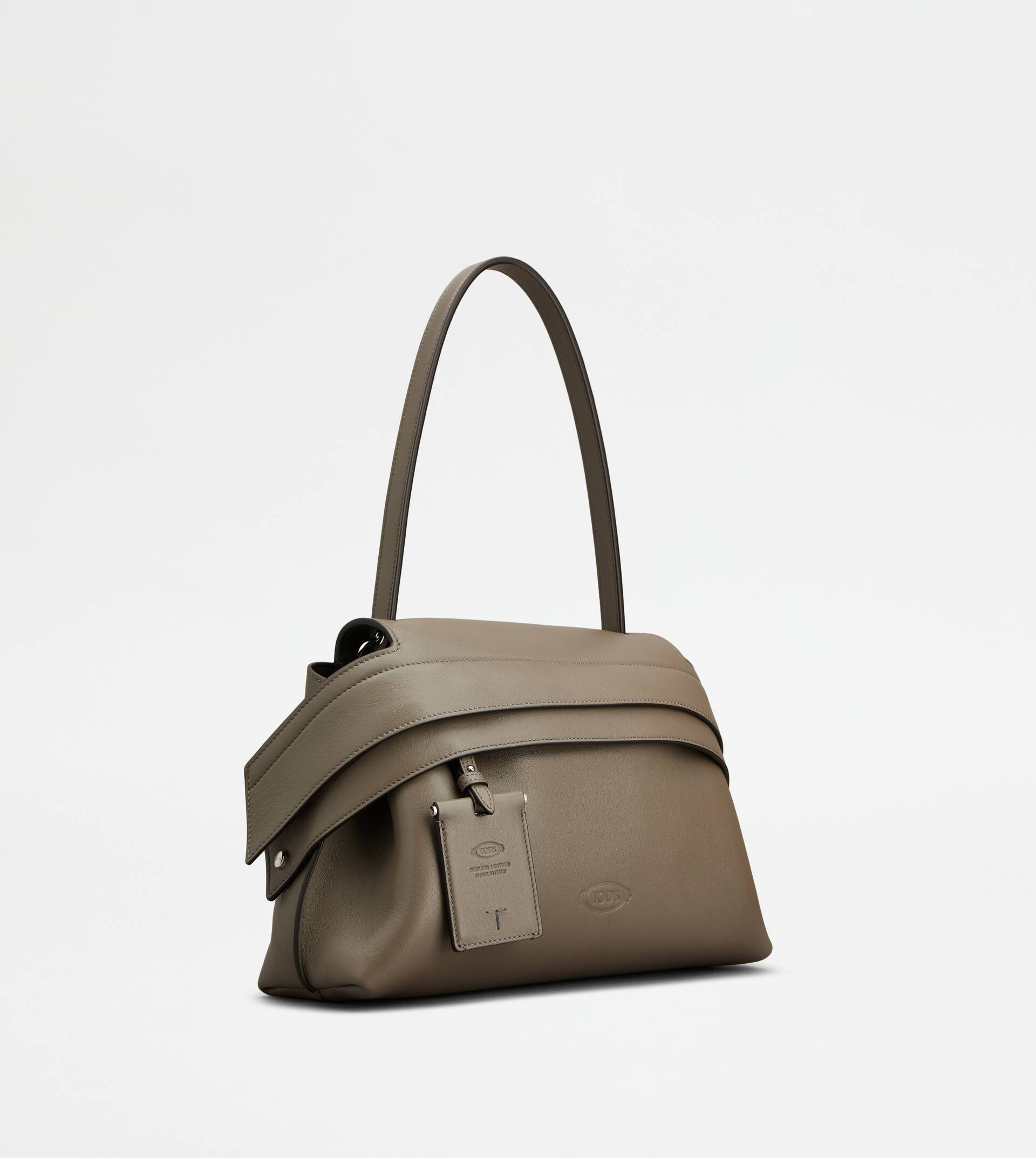 TOD'S WAVE BAG IN LEATHER SMALL - GREY - 3
