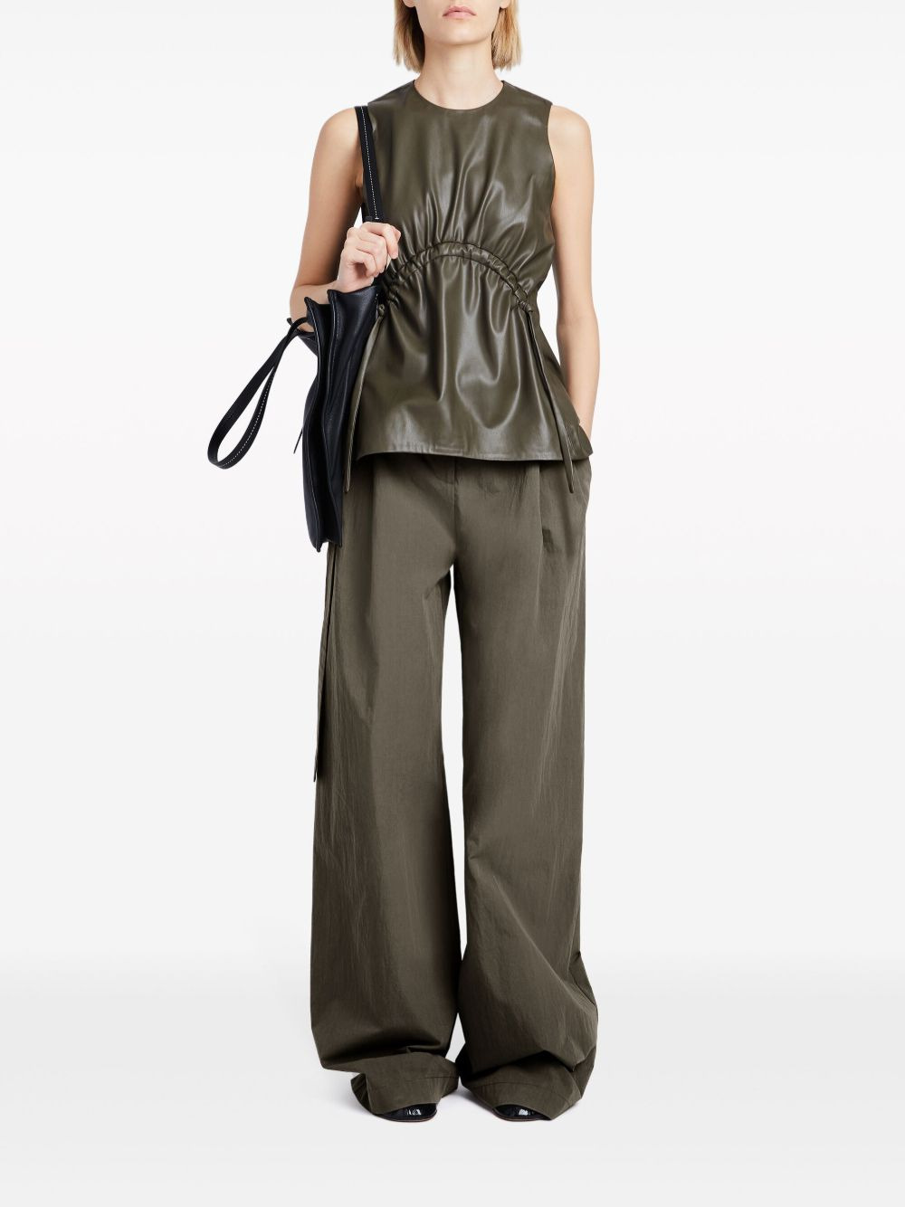 sleeveless faux-leather top - 2