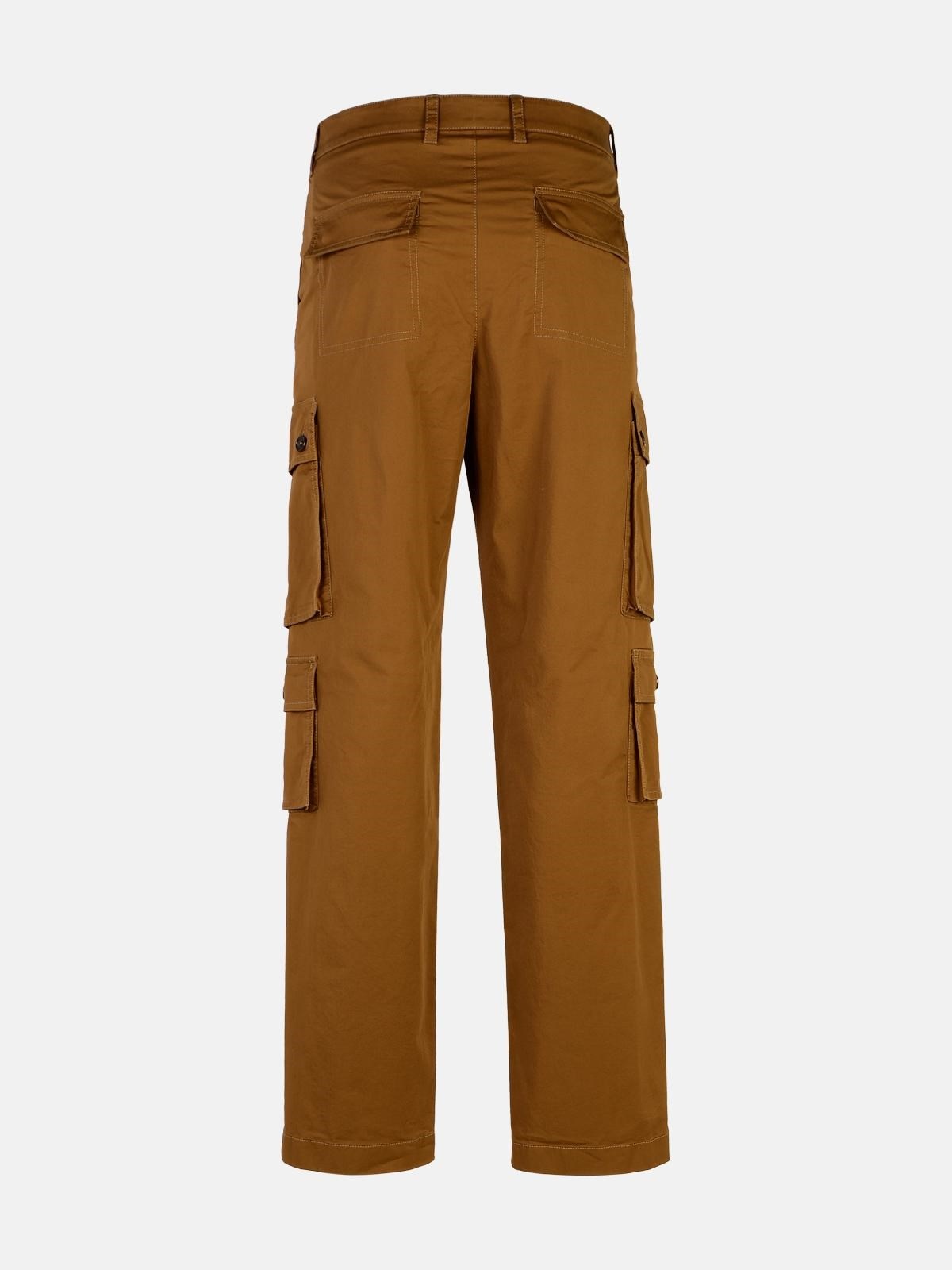 BROWN COTTON CARGO PANTS - 3