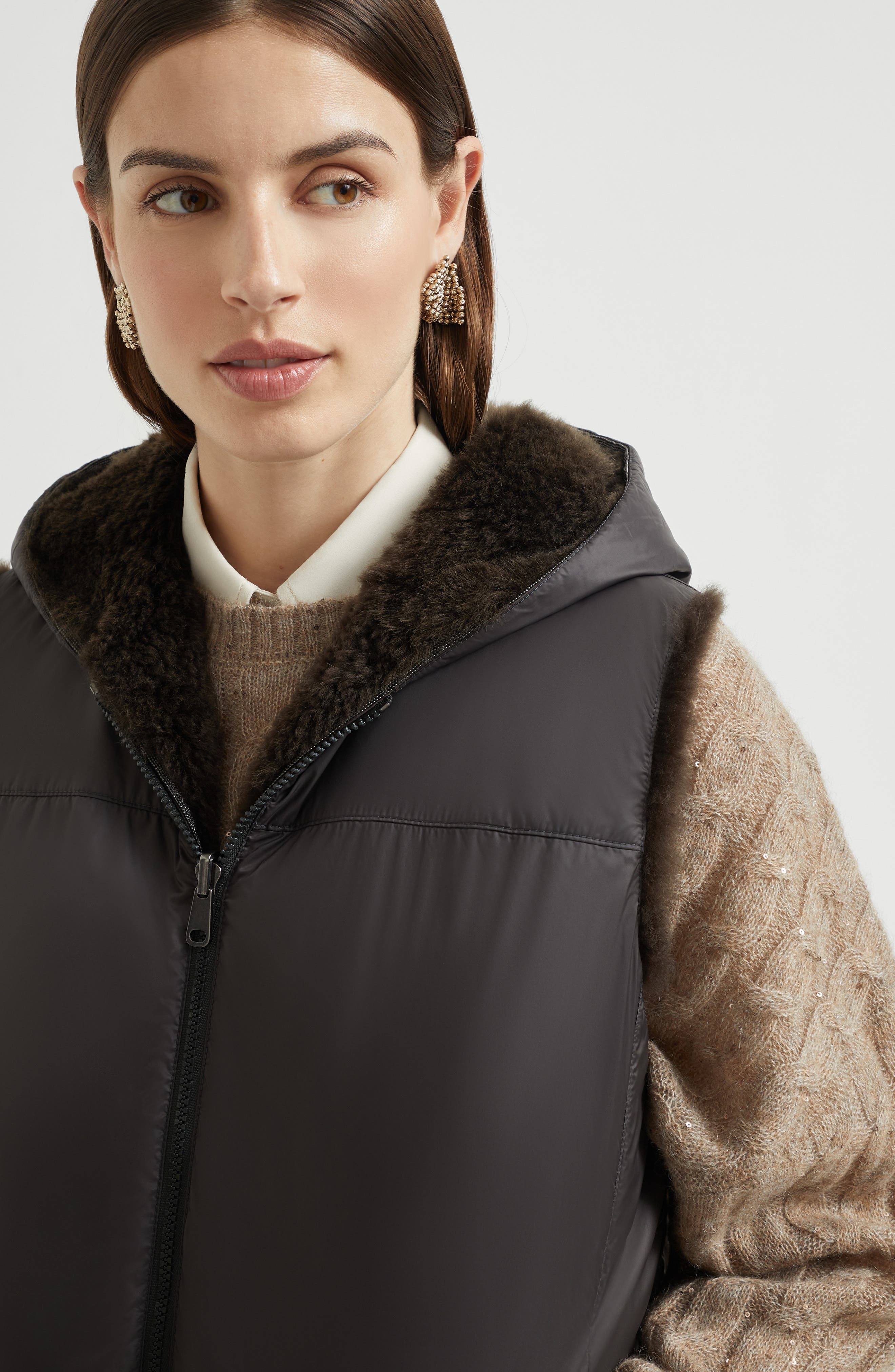 Brunello Cucinelli Hooded sweater vest in Rust Brown at Nordstrom - 4