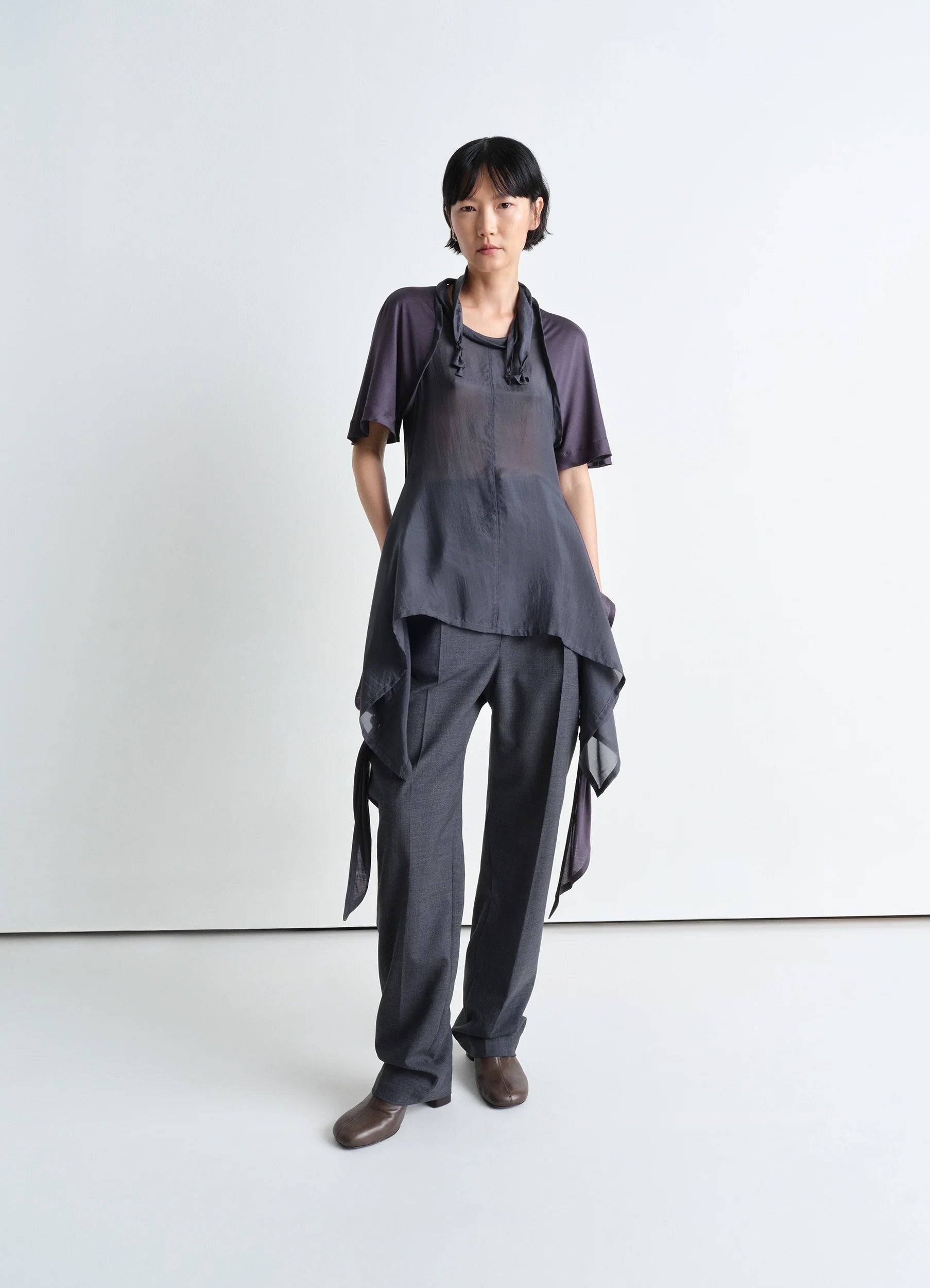 MIXED FABRIC KNOTTED TOP - 2
