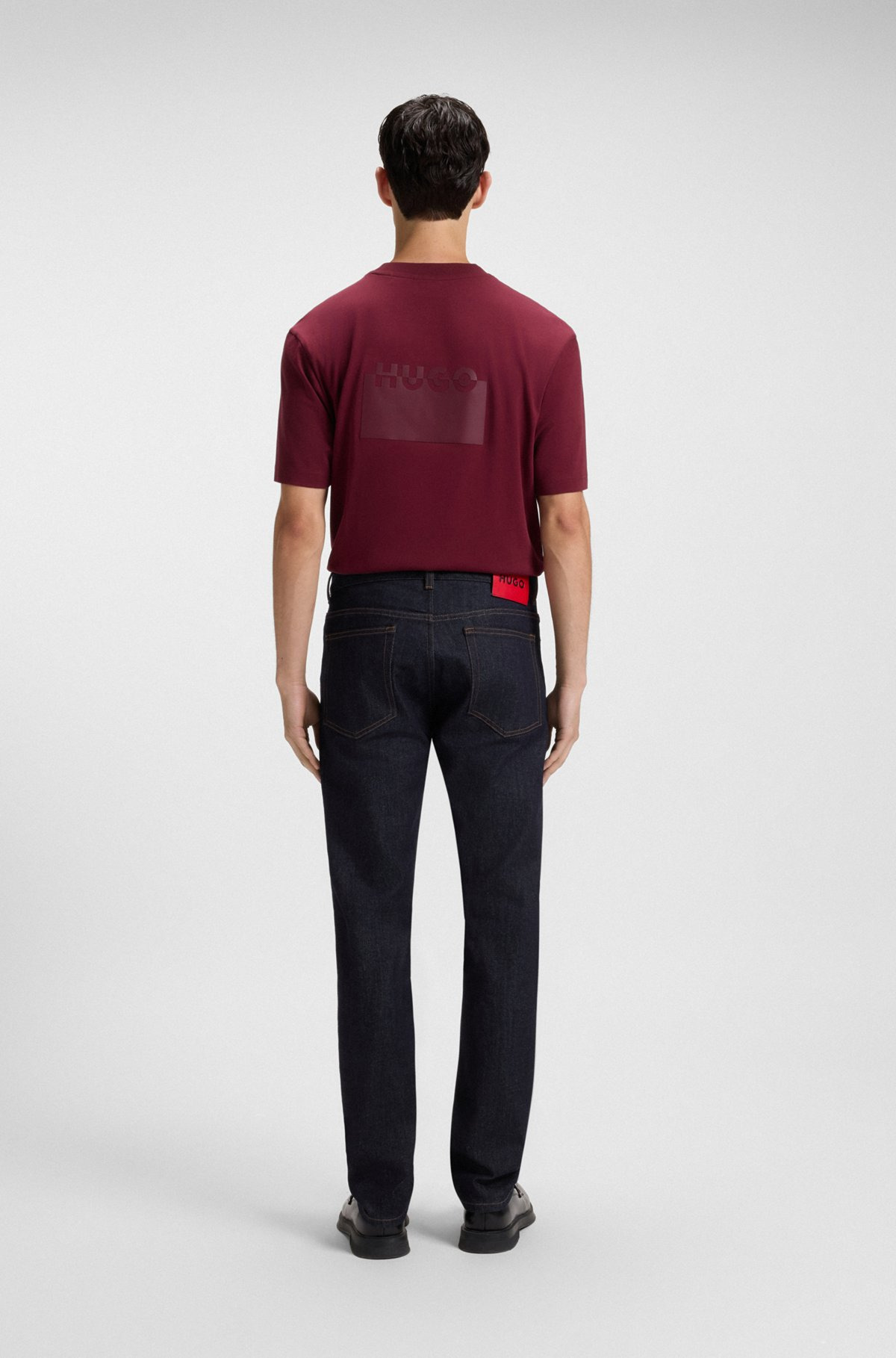 SLIM-FIT JEANS IN DARK-BLUE STRETCH DENIM - 4