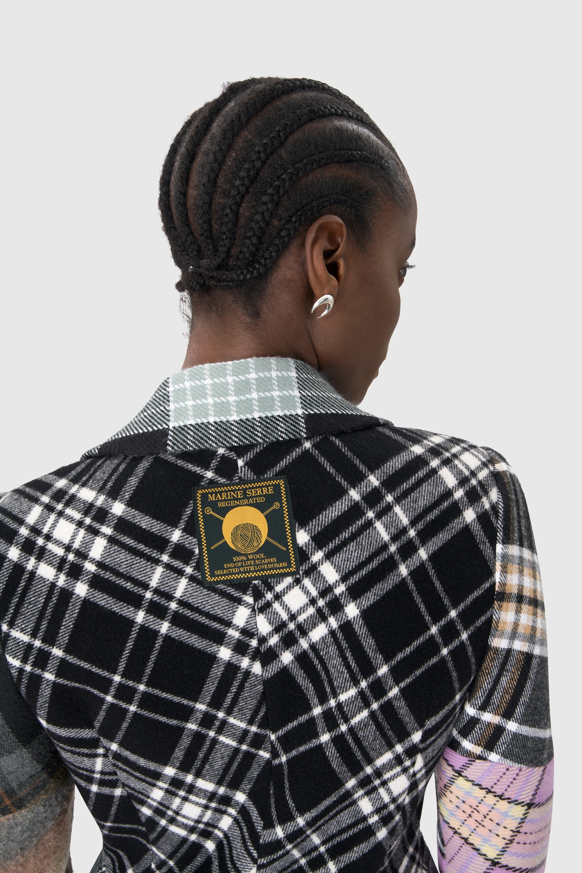 Regenerated Tartan Scarves Fitted Coat - 3