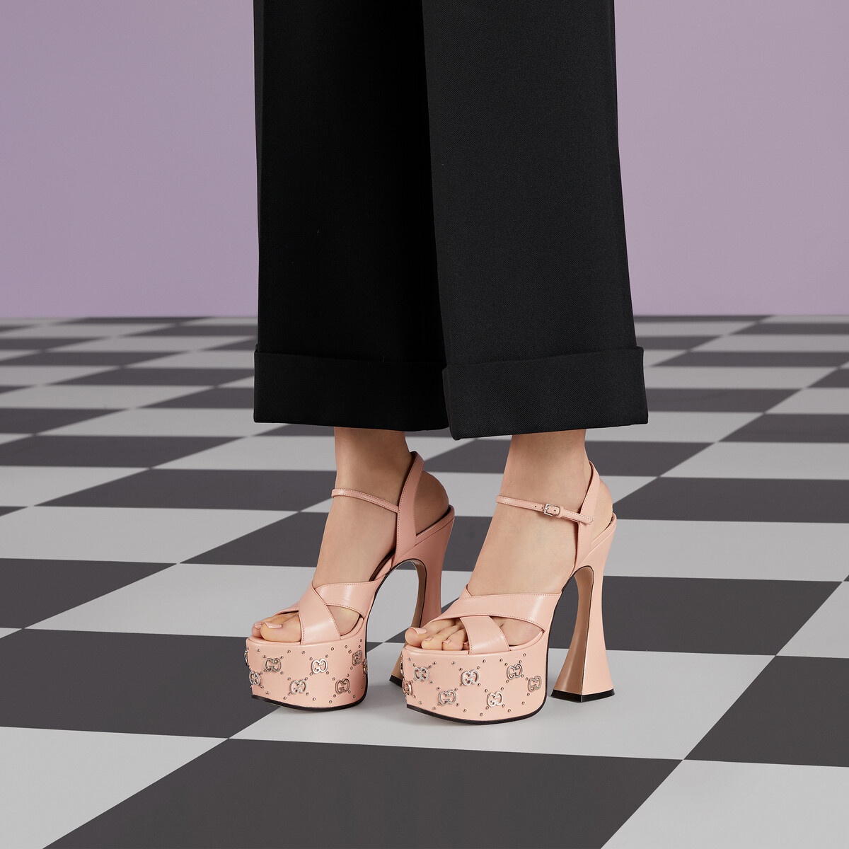 Women's Interlocking G studs sandal - 3