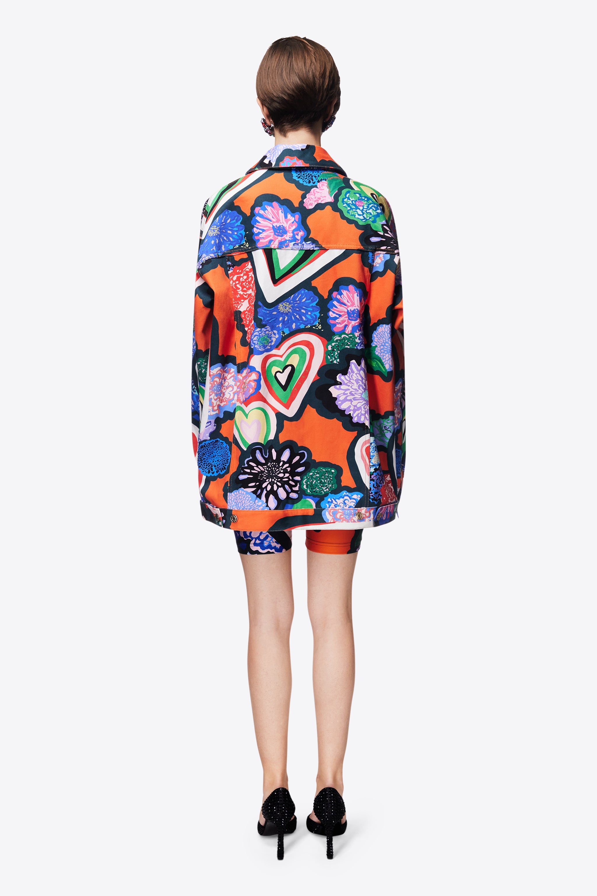 HEART PRINTED DENIM JACKET - 5