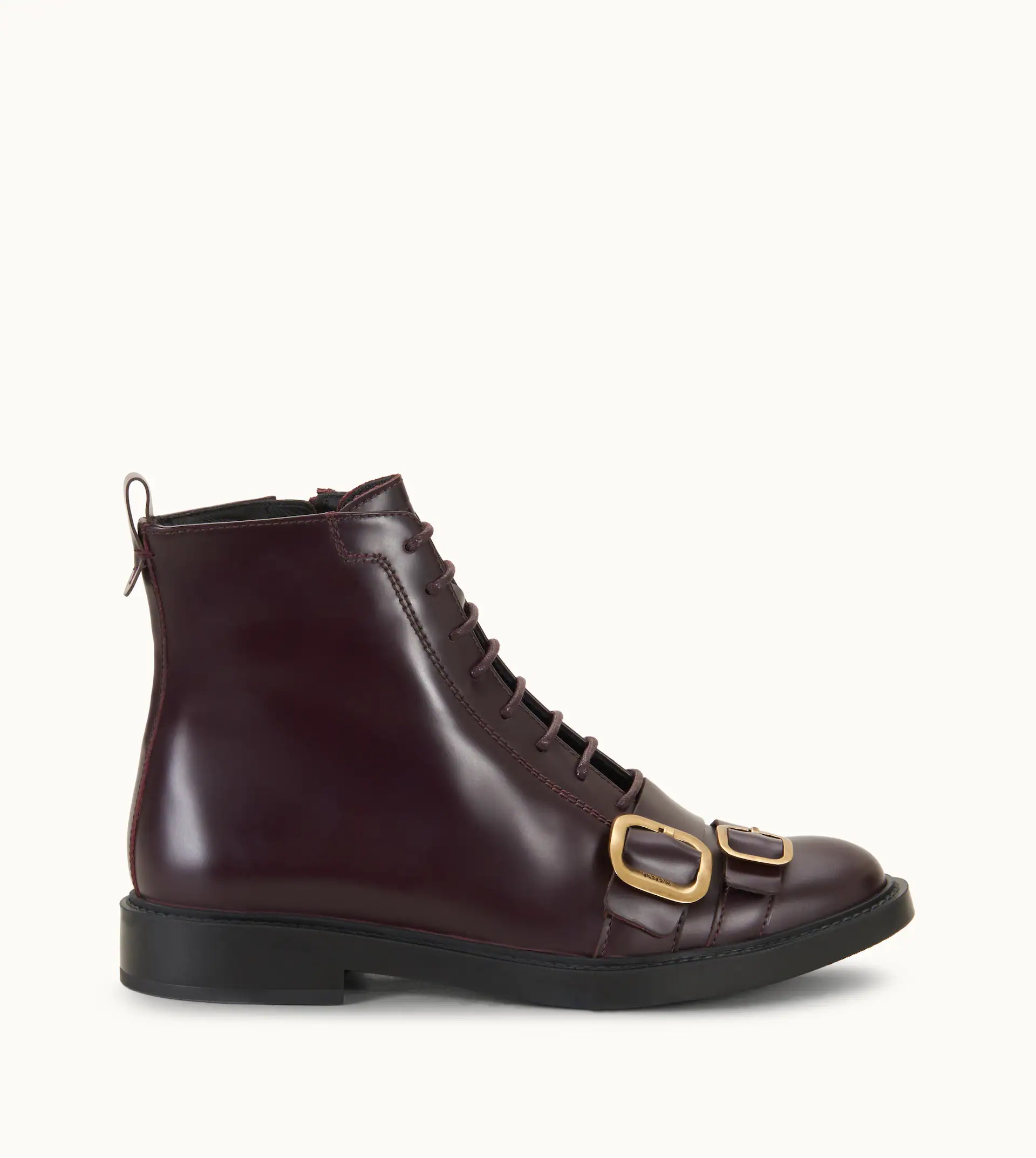 ANKLE BOOTS IN LEATHER - BURGUNDY - 1