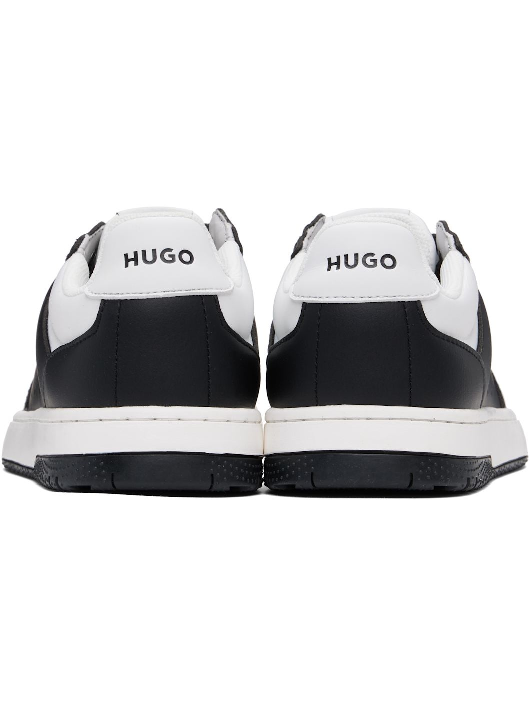 Black & White Faux-Leather Logo Sneakers - 2