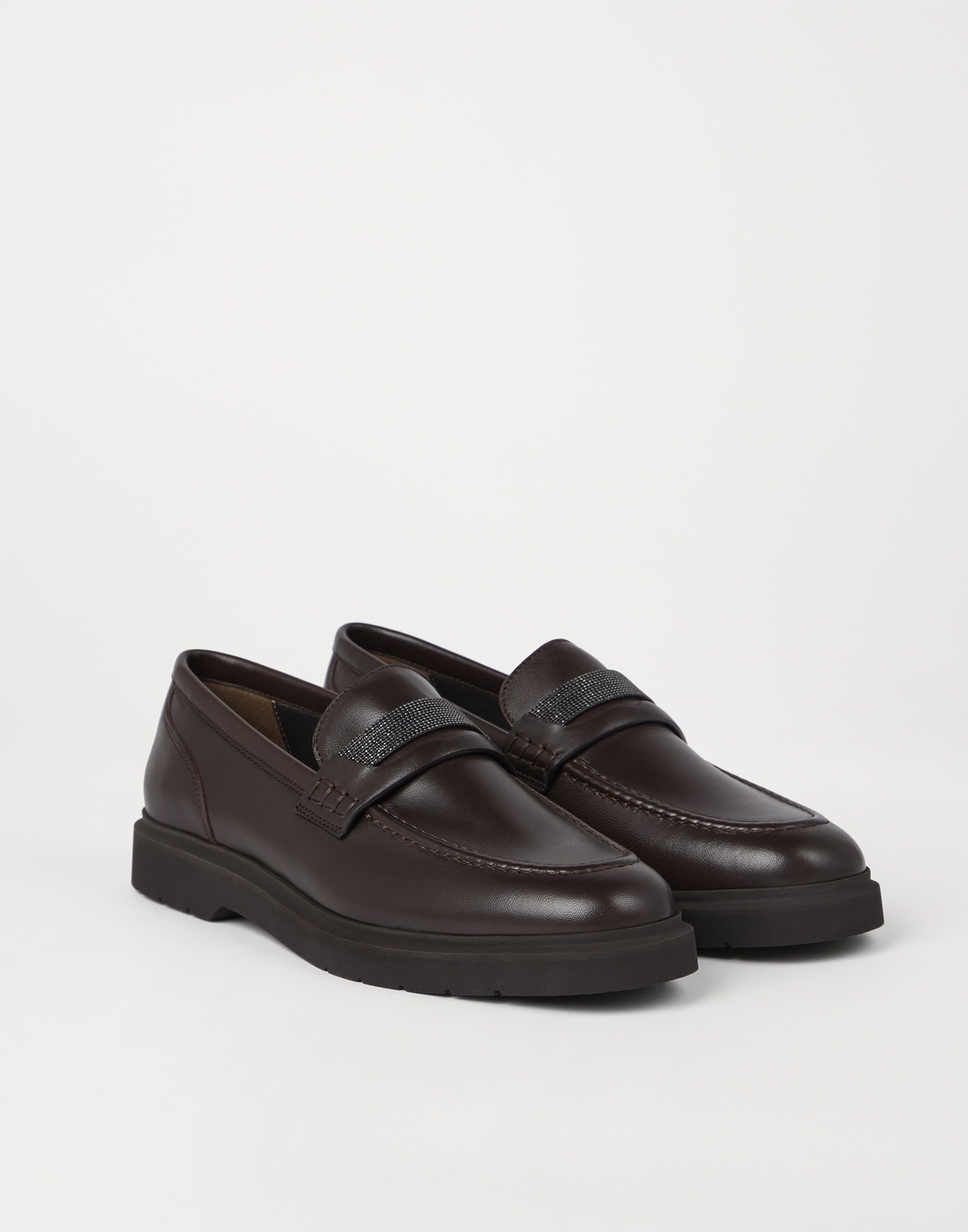 Soft nappa leather penny loafers with precious insert - 1