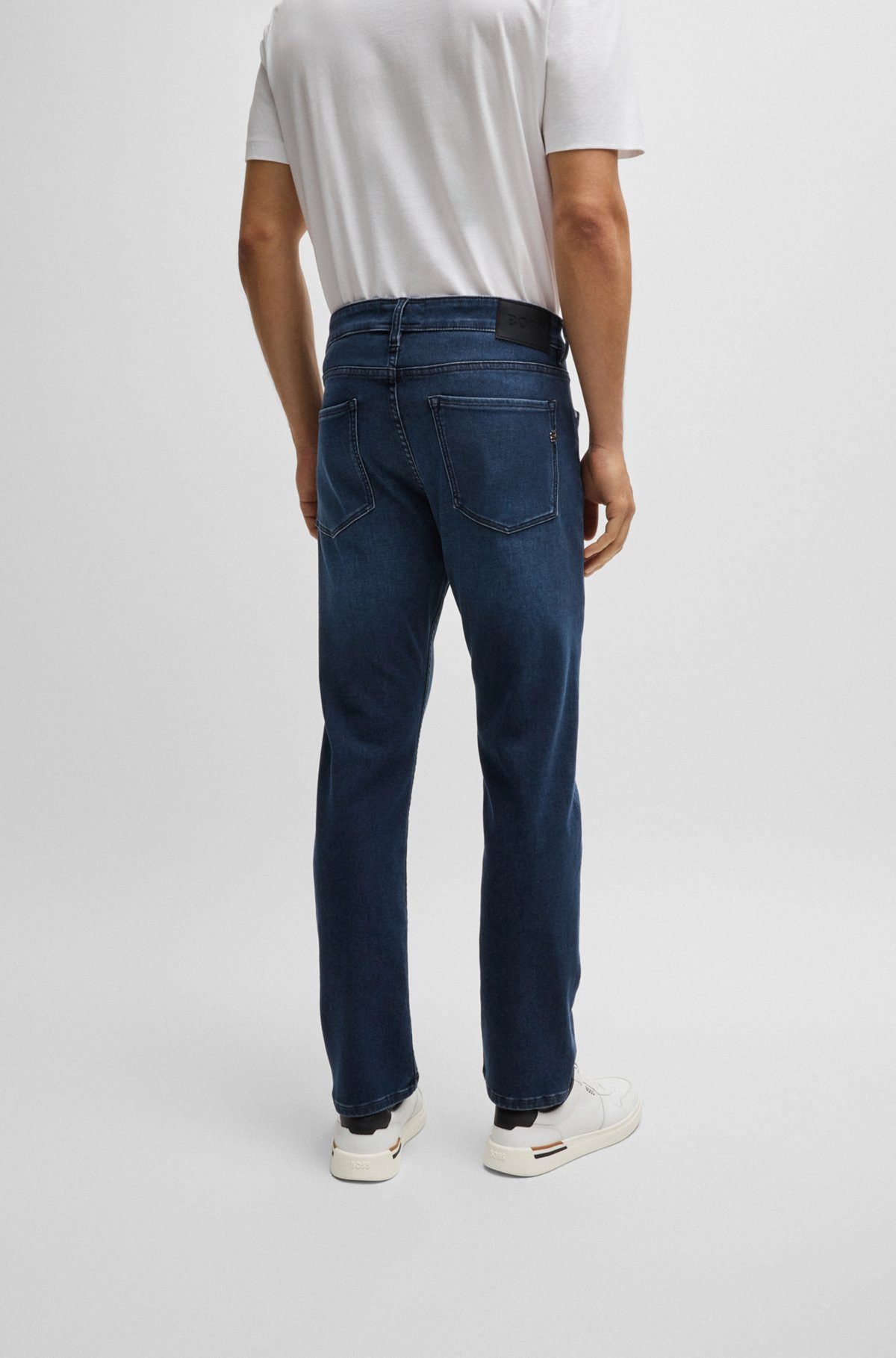 SLIM-FIT JEANS IN BLUE KNITTED STRETCH DENIM - 4