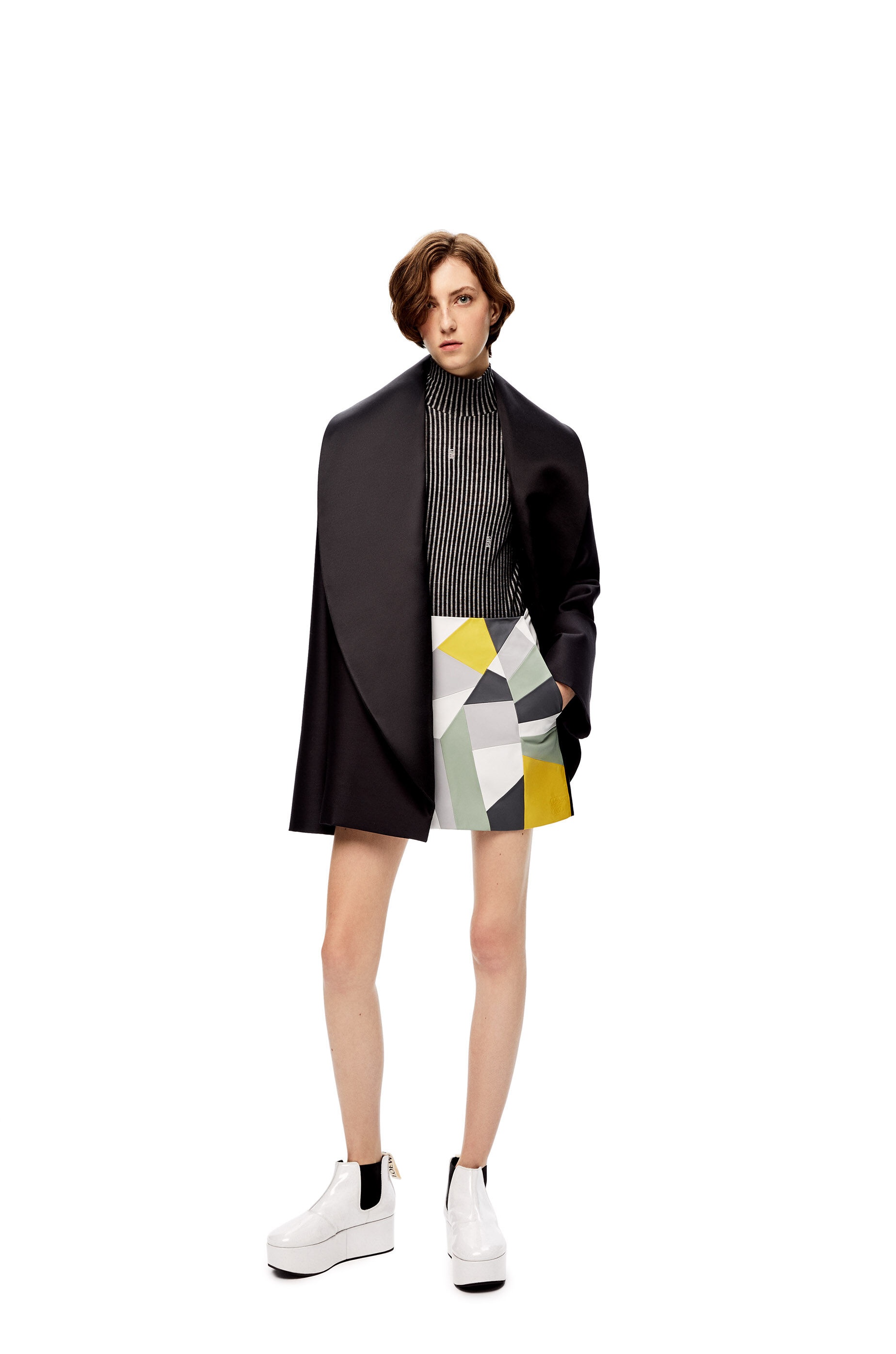 Patchwork mini skirt in nappa - 2