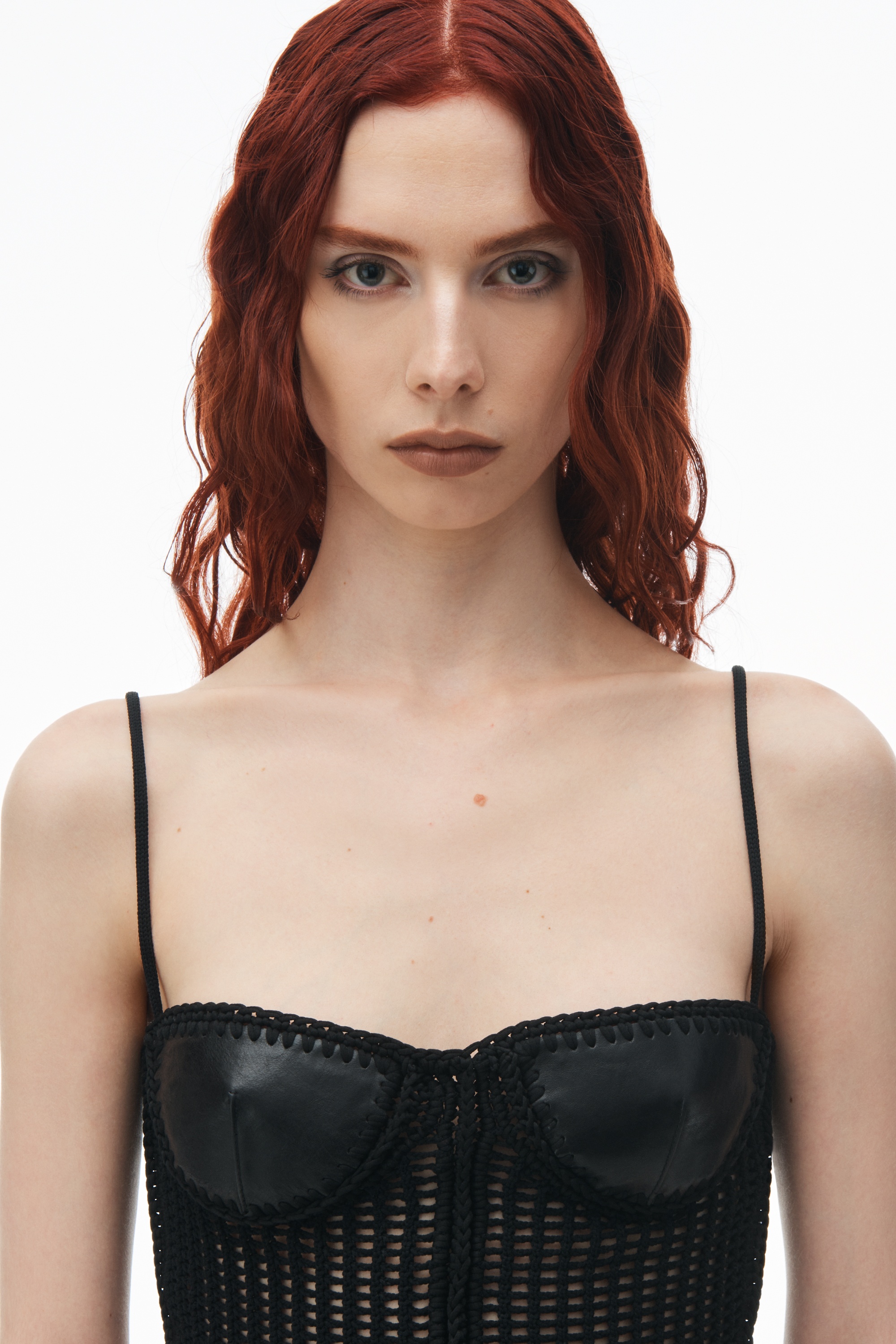 Crochet Minidress with Leather Bust - 5