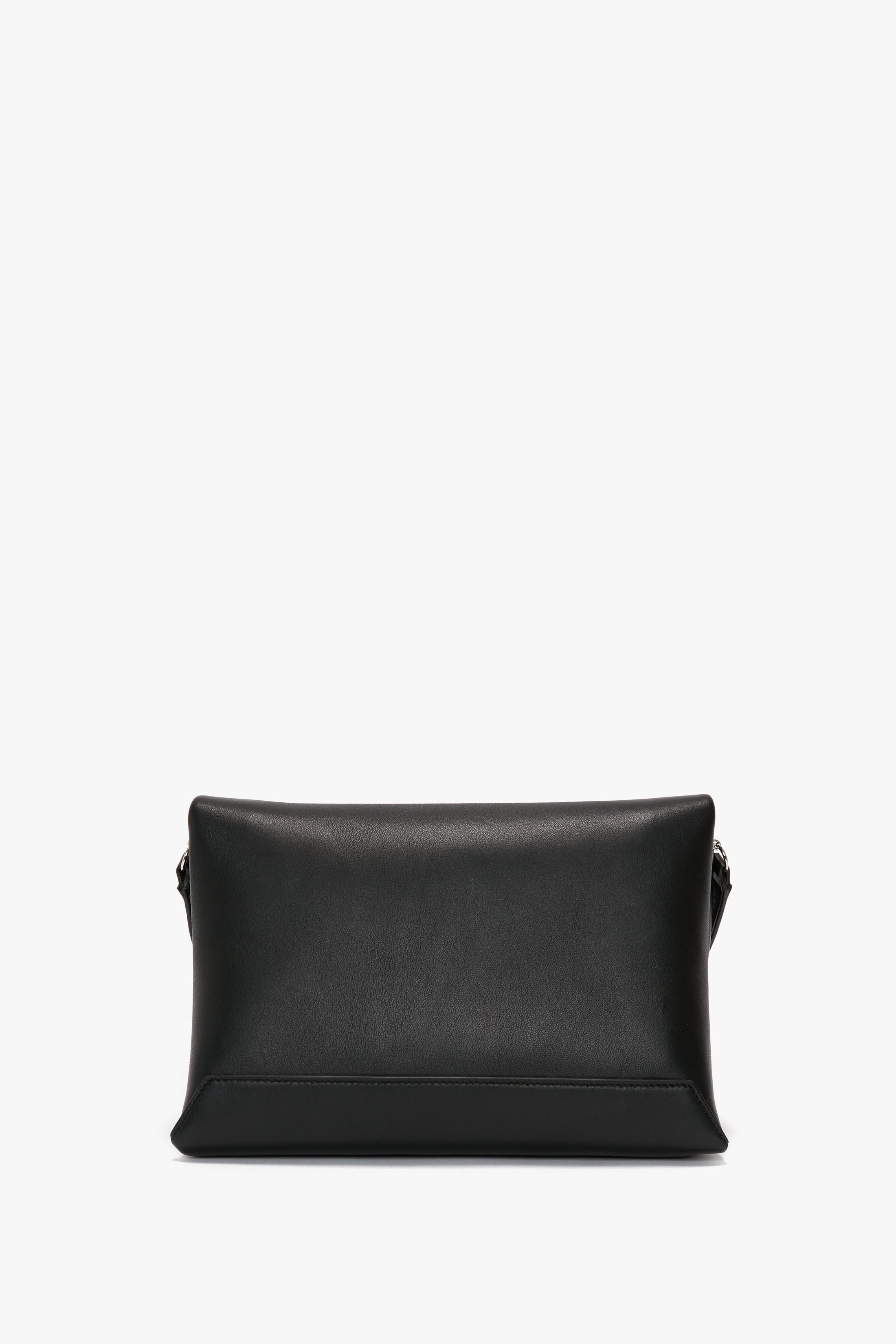 Chain Pouch Bag with Brushed Silver Chain In Black Leather - 3