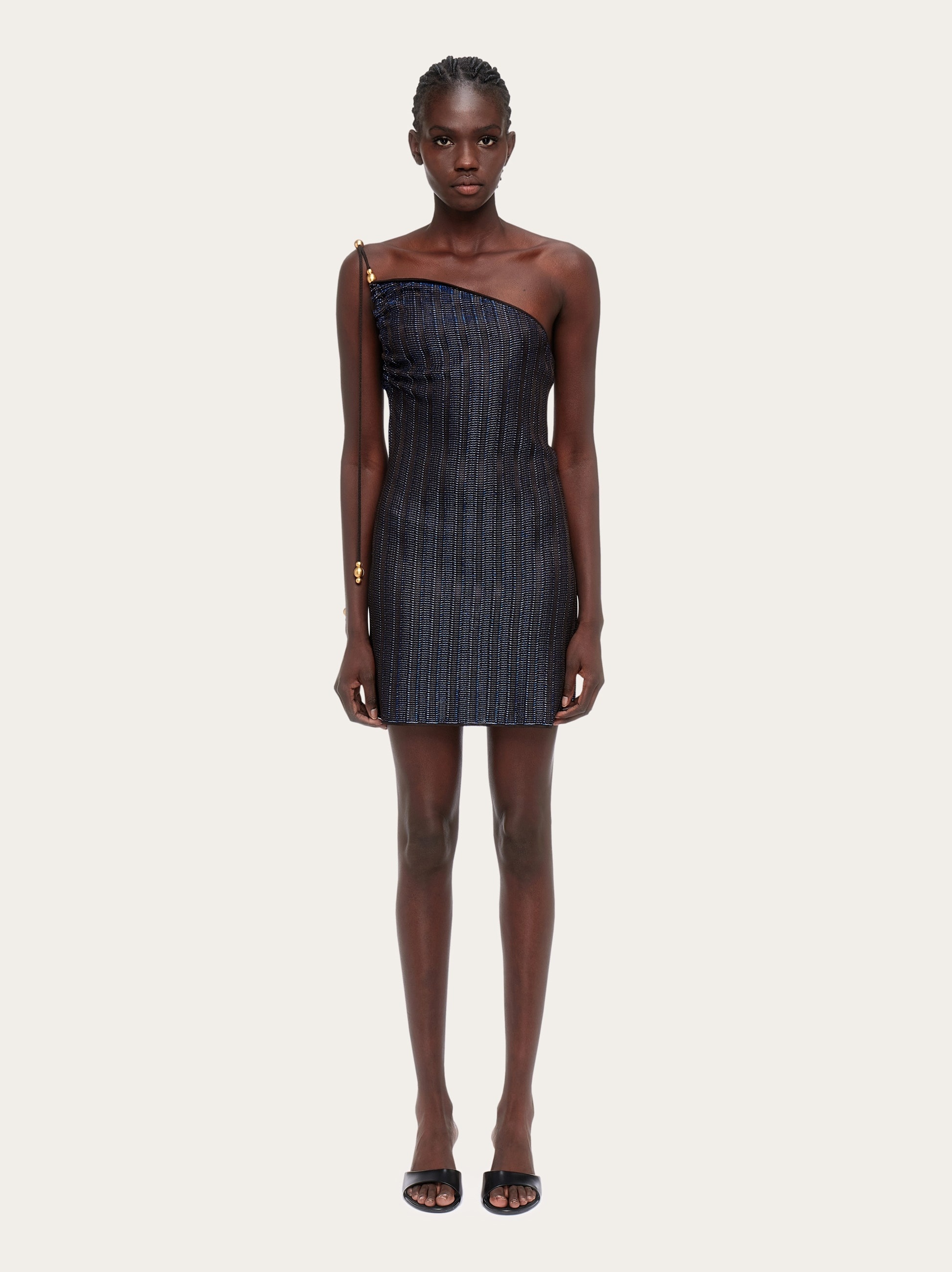 ワンピース FERRAGAMO DRESS (13F712775670 NERO) FERRAGAMO One shoulder mini dress | REVERSIBLE
