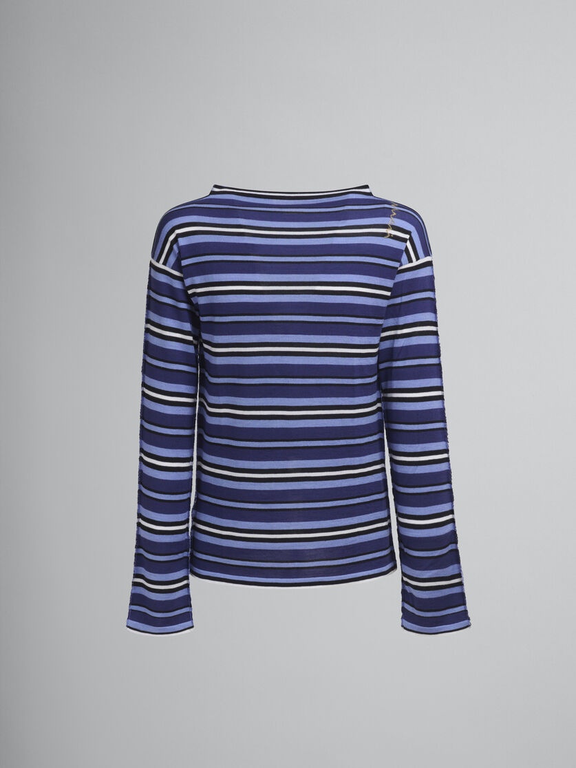 BLUE STRIPED BOAT NECK JUMPER WITH CONTRASTING BACK - 1