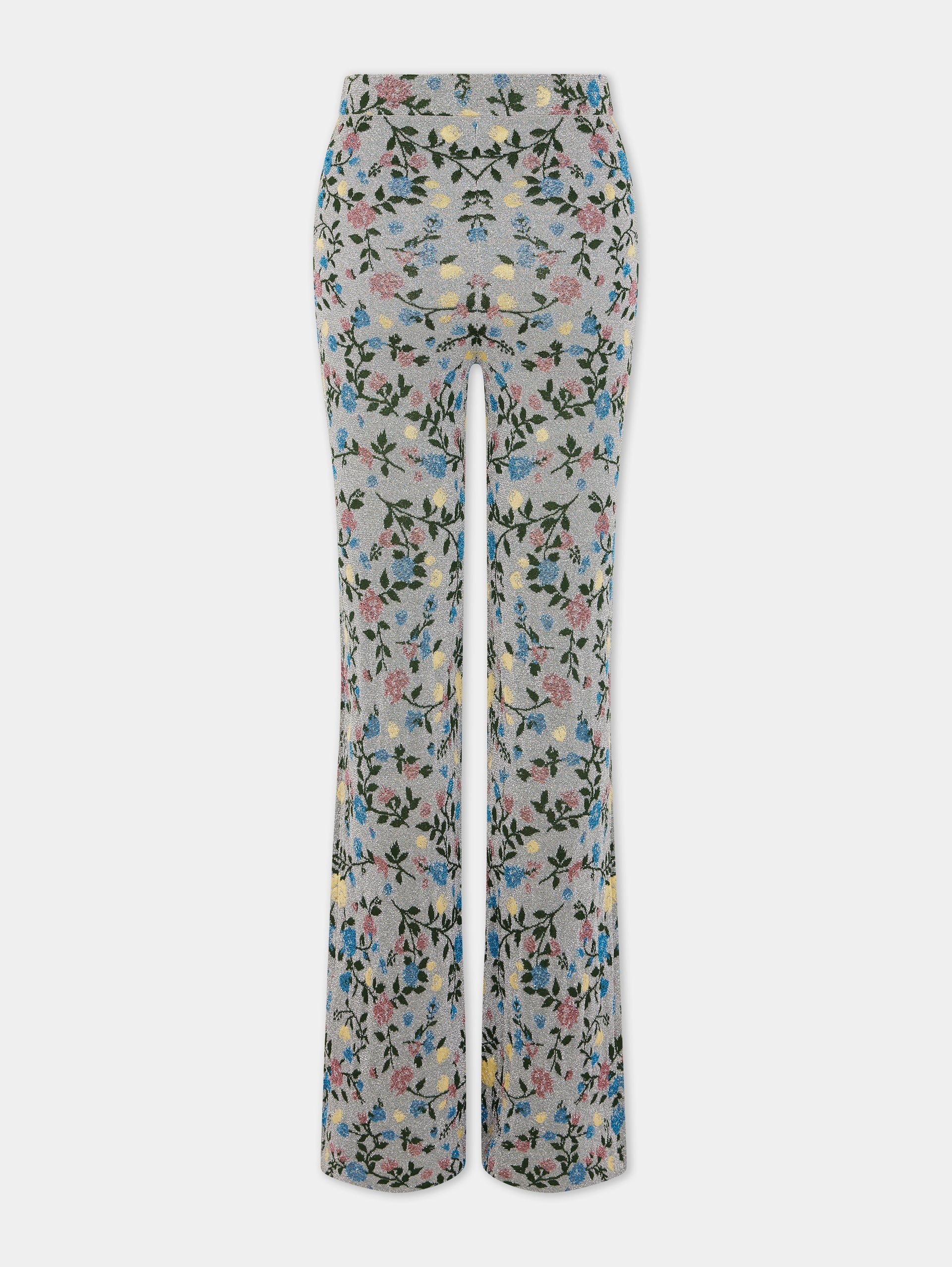 METALLIC FLORAL HIGH-RISE FLARED PANTS - 6