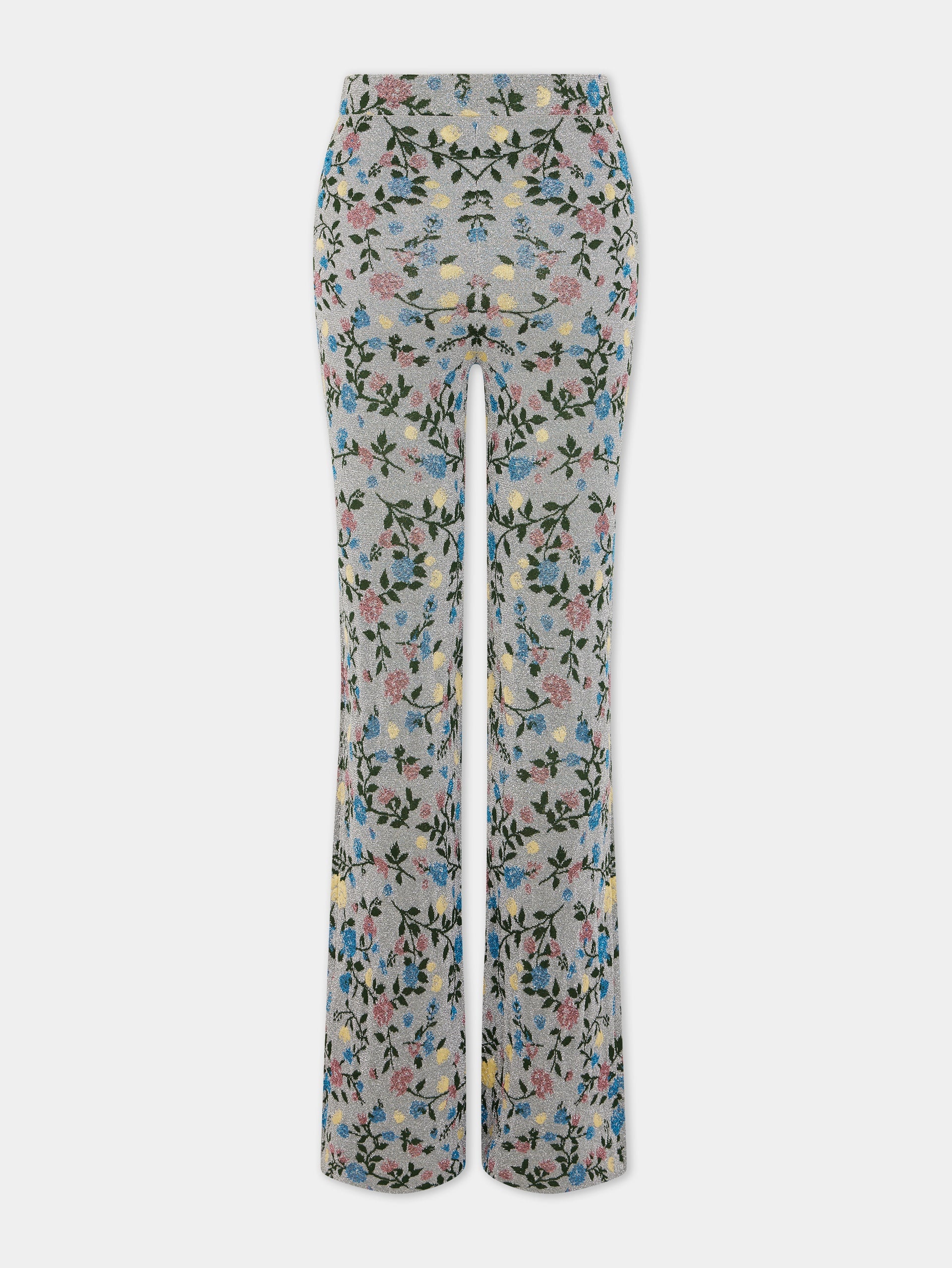 Paco Rabanne METALLIC FLORAL HIGH-RISE FLARED PANTS | REVERSIBLE