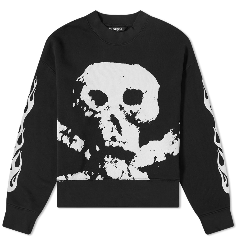 Palm Angels Skull And Flames Crew Sweat - 1